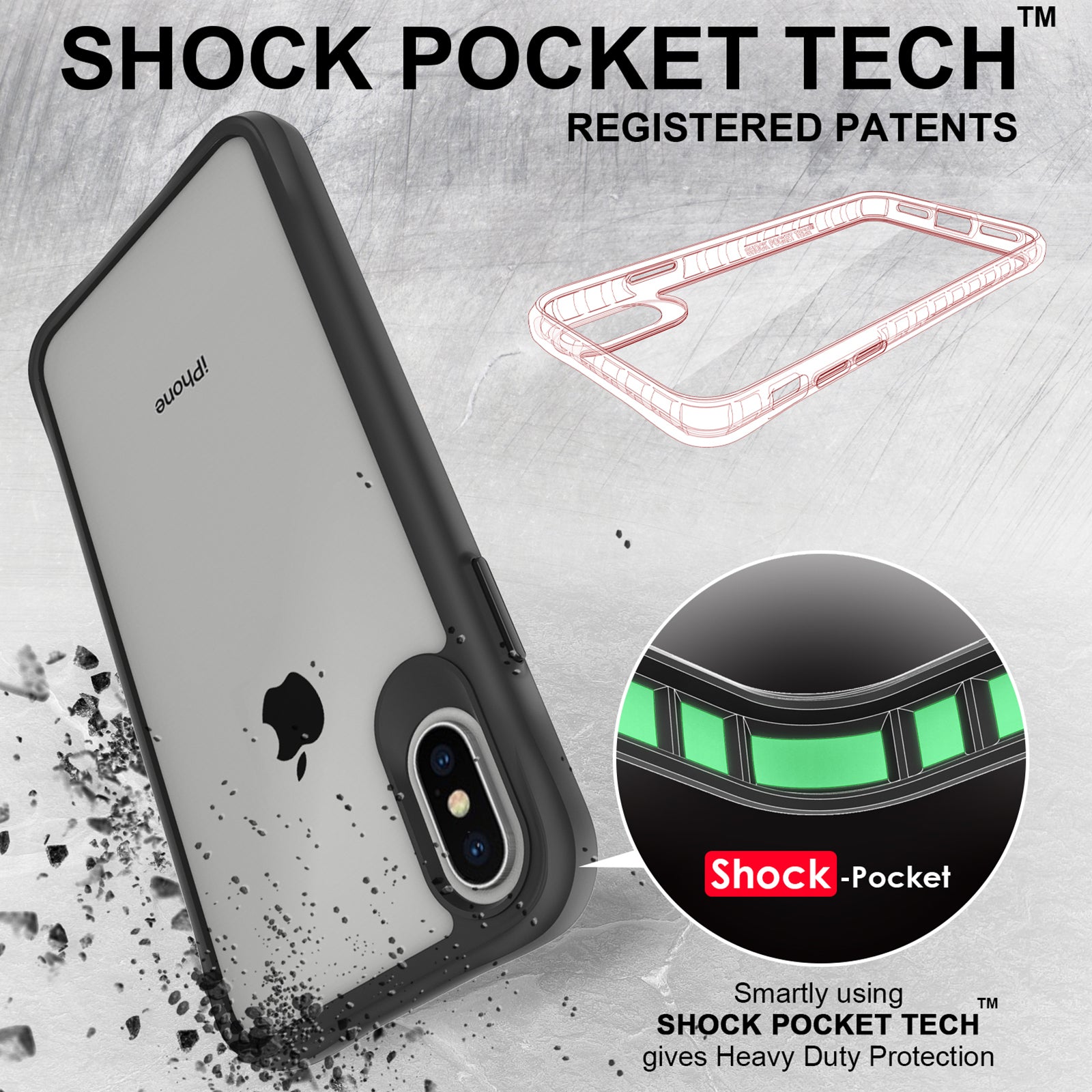 Combat X Mode Series for iPhone X / XS 5.8 inch Cell Phone Case Anti-scratch TPU+PC Back Cover - Black