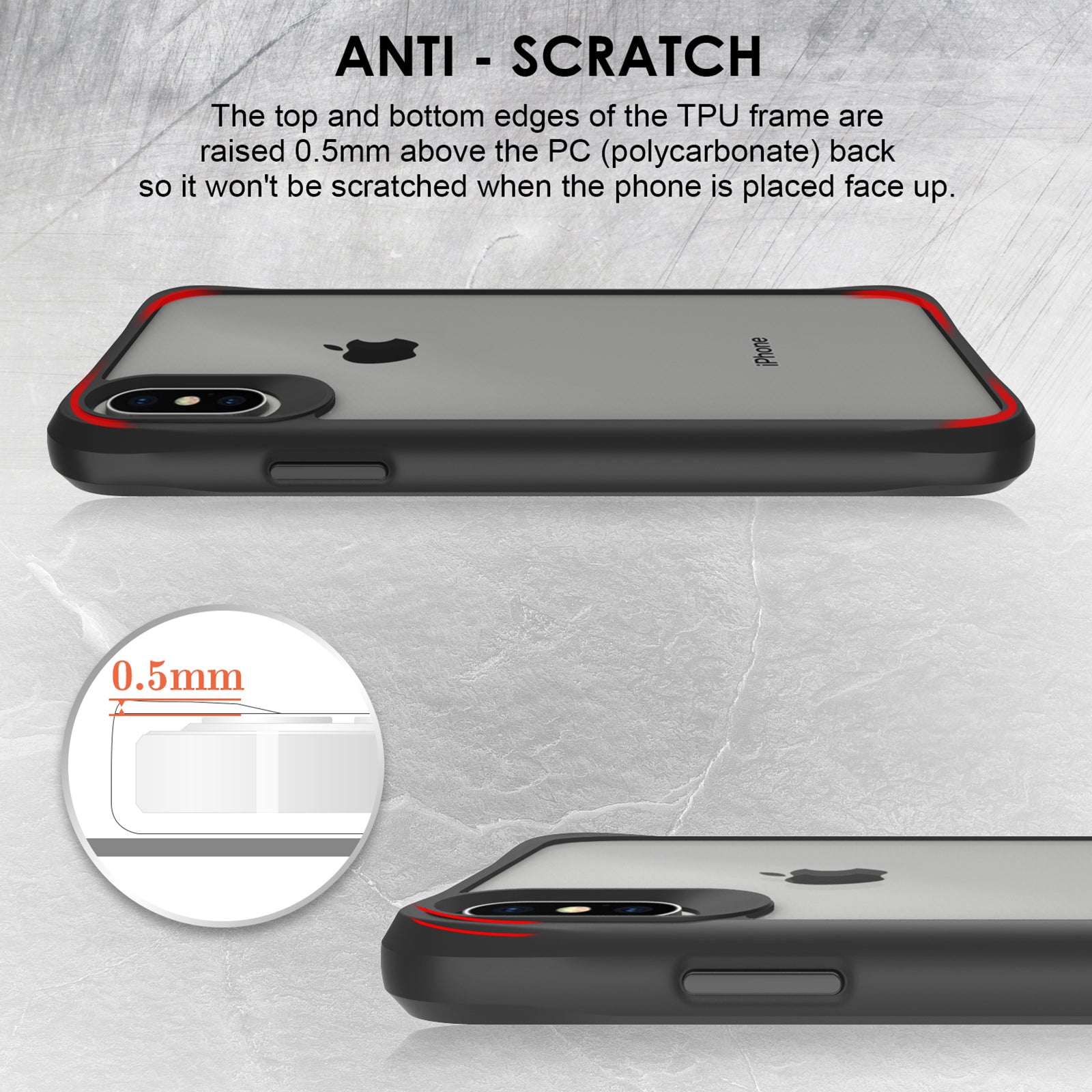 Combat X Mode Series for iPhone X / XS 5.8 inch Cell Phone Case Anti-scratch TPU+PC Back Cover - Black
