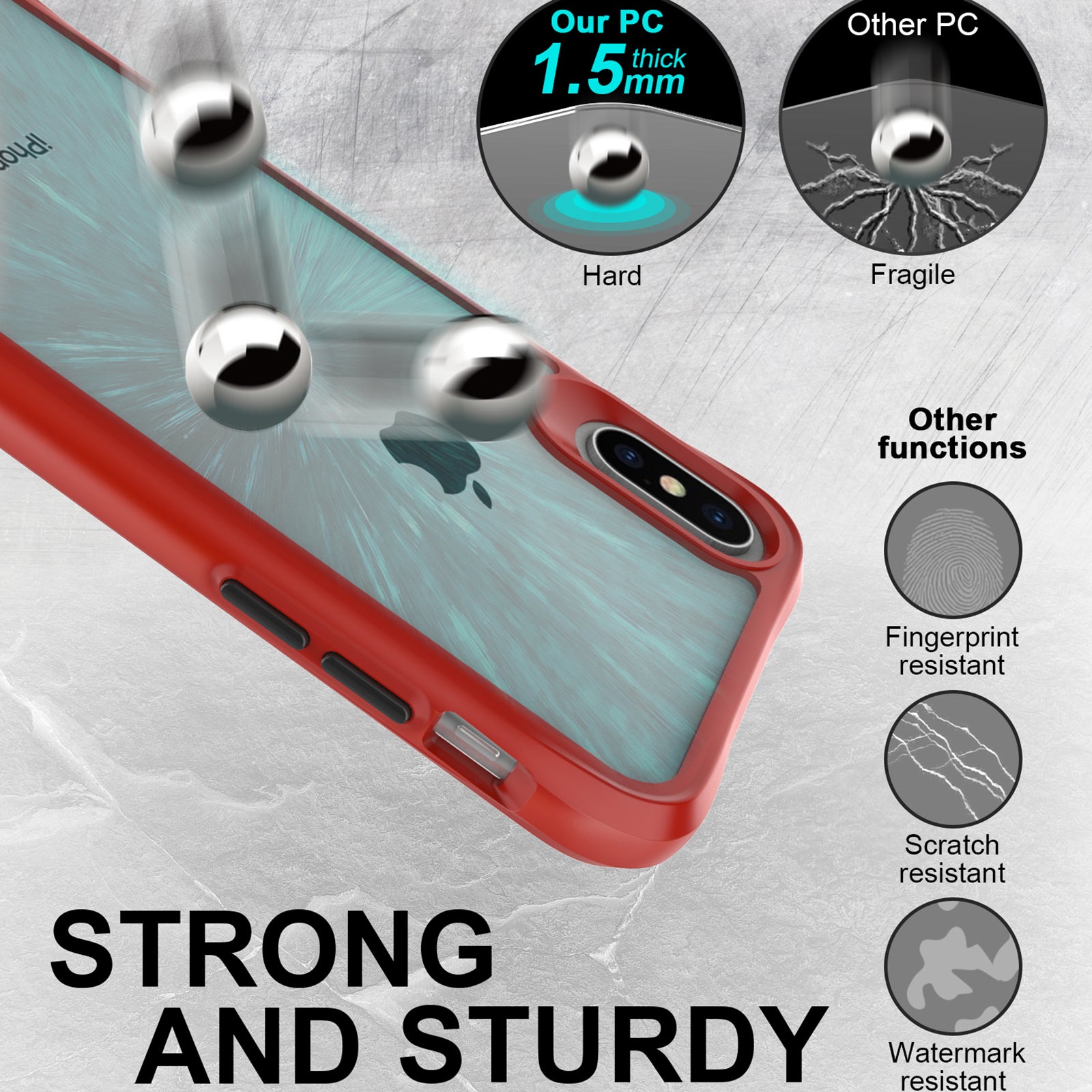 Combat X Mode Series for iPhone XS Max 6.5 inch Case Scratch-proof TPU+PC Cover - Red