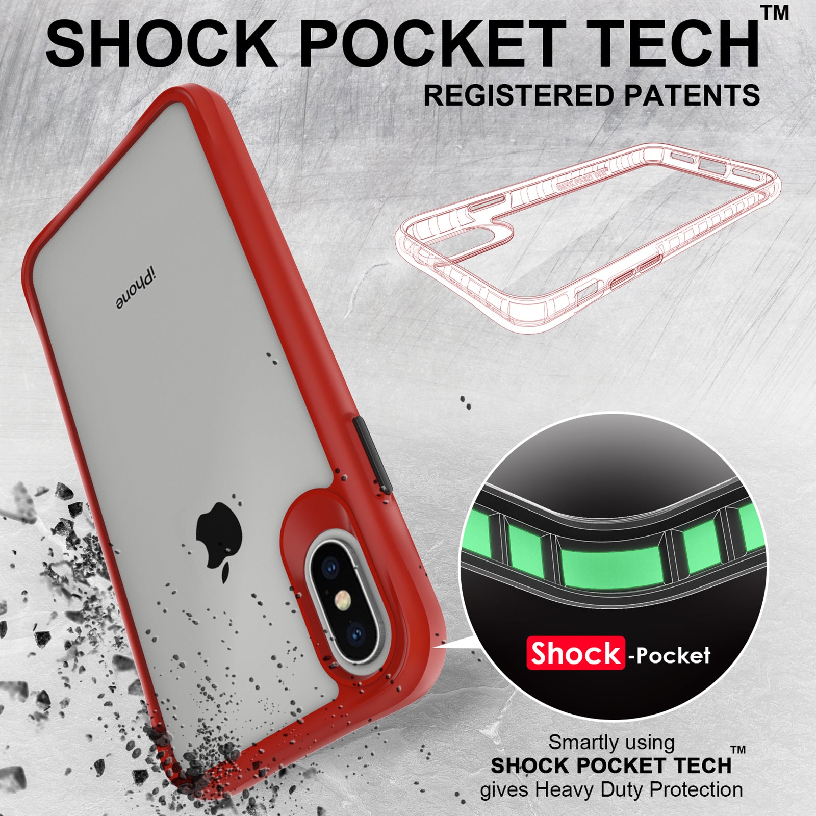 Combat X Mode Series for iPhone XS Max 6.5 inch Case Scratch-proof TPU+PC Cover - Red