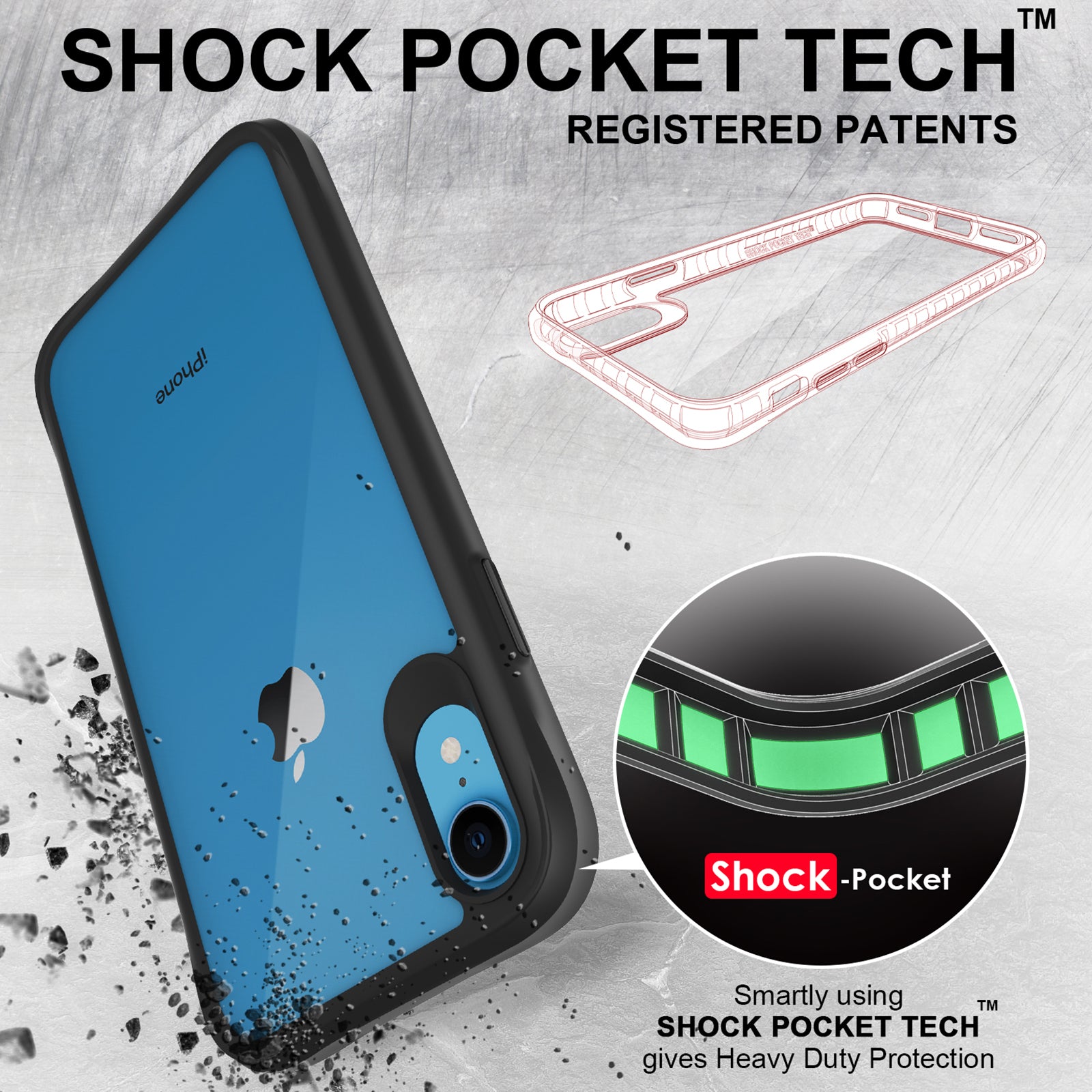 Combat X Mode Series for iPhone XR 6.1 inch Case TPU+PC Drop-proof Phone Protective Cover - Black