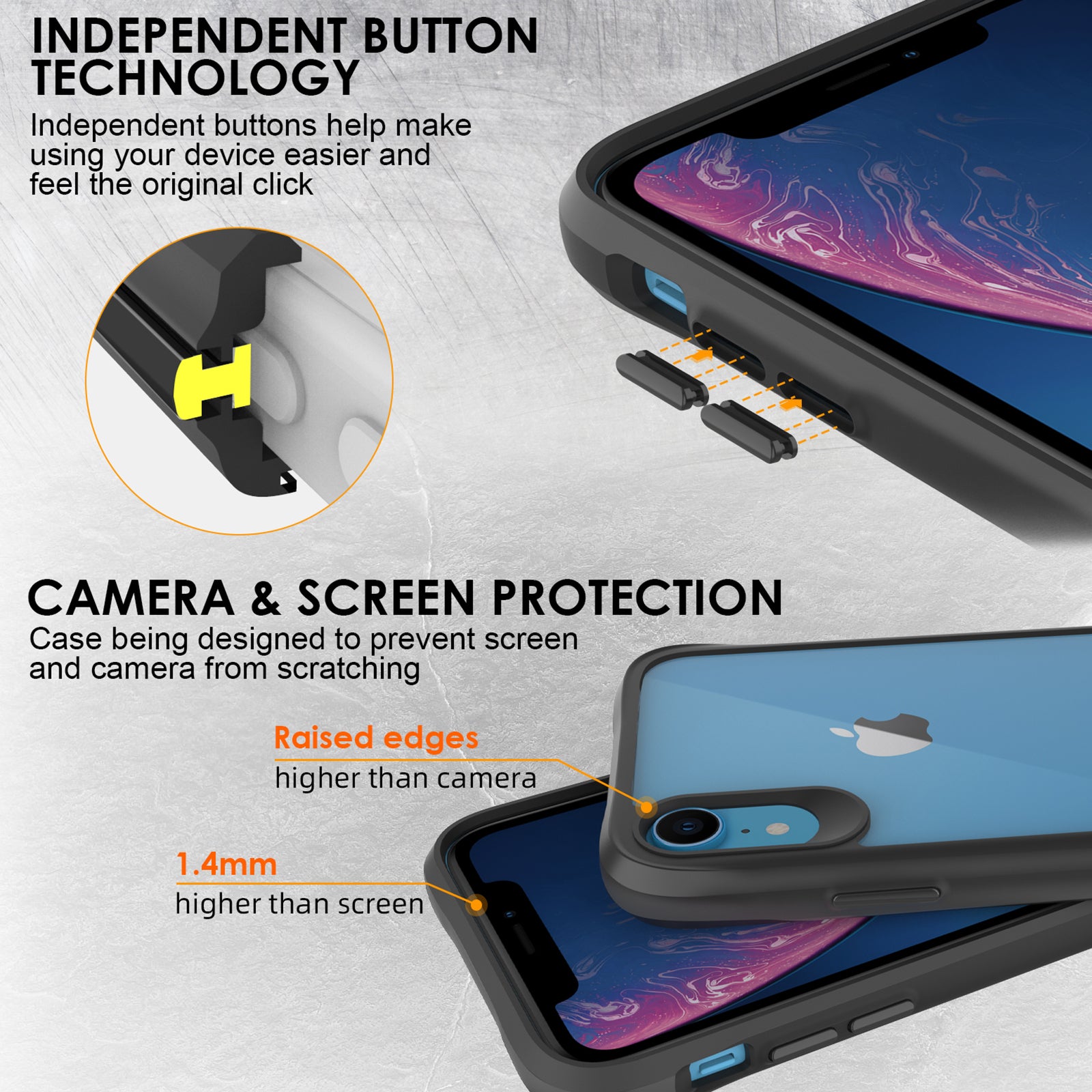 Combat X Mode Series for iPhone XR 6.1 inch Case TPU+PC Drop-proof Phone Protective Cover - Black
