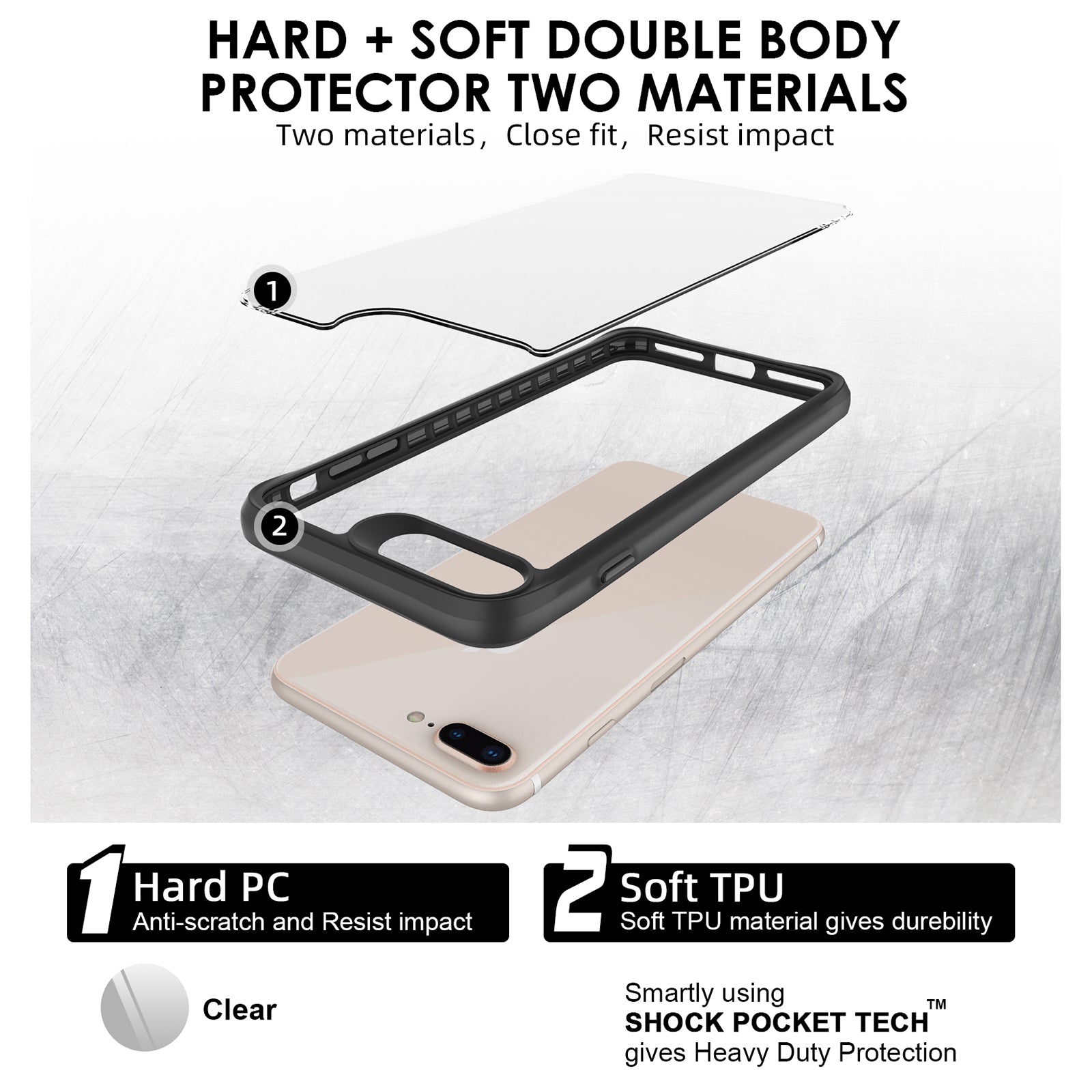 Combat X Mode Series for For iPhone 6 Plus / 7 Plus / 8 Plus 5.5 inch Case Four Corner Anti-fall Phone Protector - Black