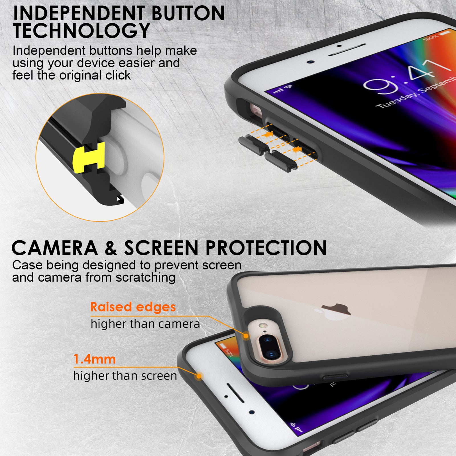 Combat X Mode Series for For iPhone 6 Plus / 7 Plus / 8 Plus 5.5 inch Case Four Corner Anti-fall Phone Protector - Black