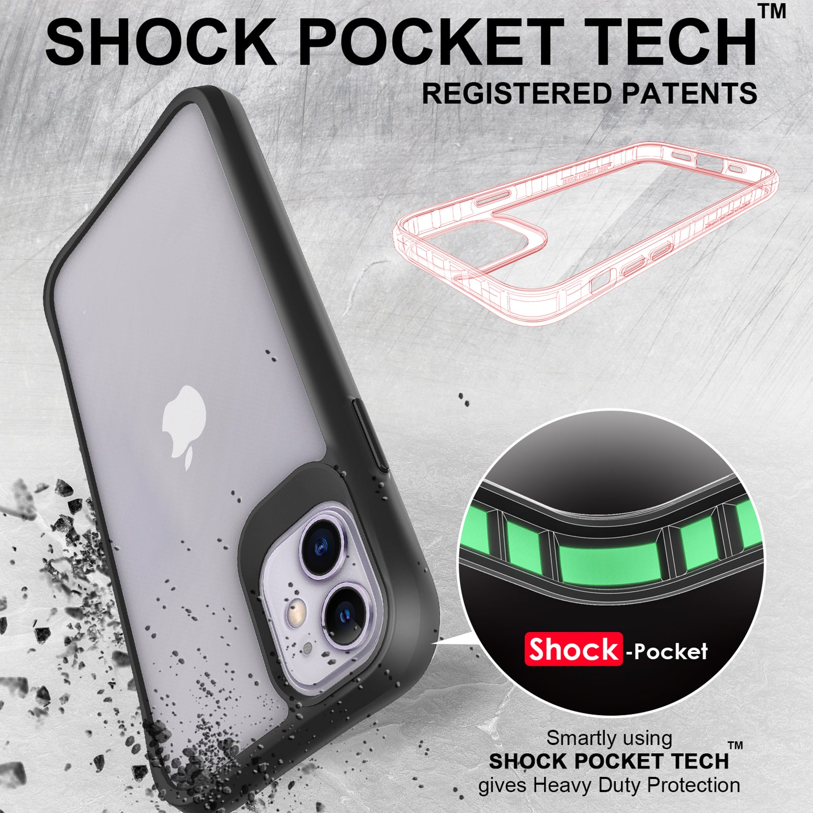 Combat X Mode Series for iPhone 11 Cell Phone Case TPU+PC Shockproof Back Shell - Black