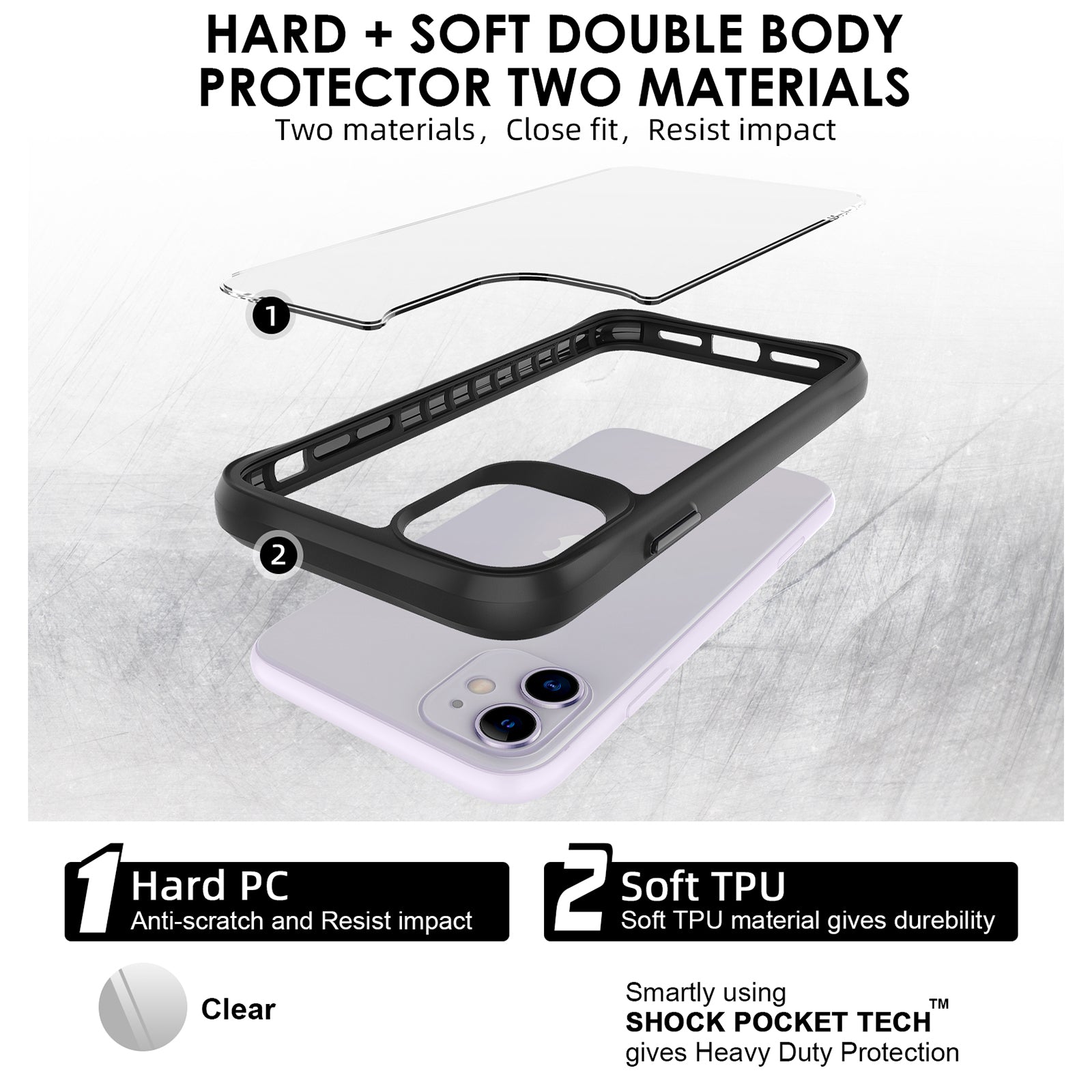 Combat X Mode Series for iPhone 11 Cell Phone Case TPU+PC Shockproof Back Shell - Black