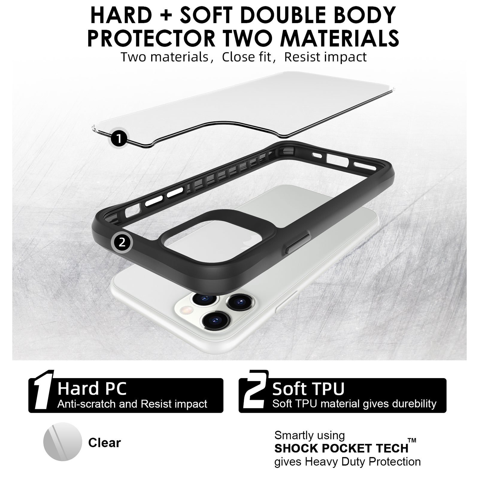 Combat X Mode Series for iPhone 11 Pro TPU+PC Cover Four Corner Scratch-resistant Smart Phone Case - Black