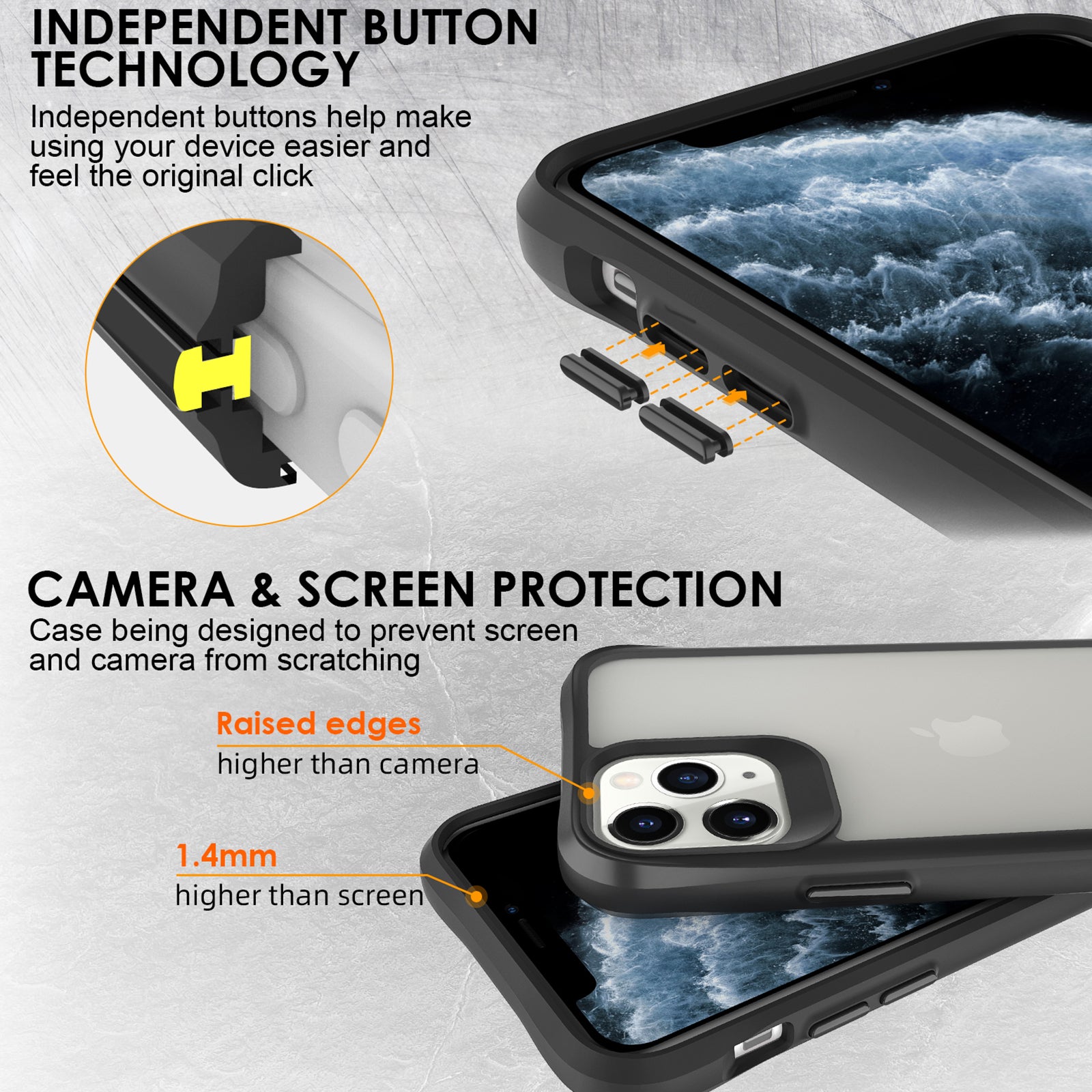 Combat X Mode Series for iPhone 11 Pro TPU+PC Cover Four Corner Scratch-resistant Smart Phone Case - Black