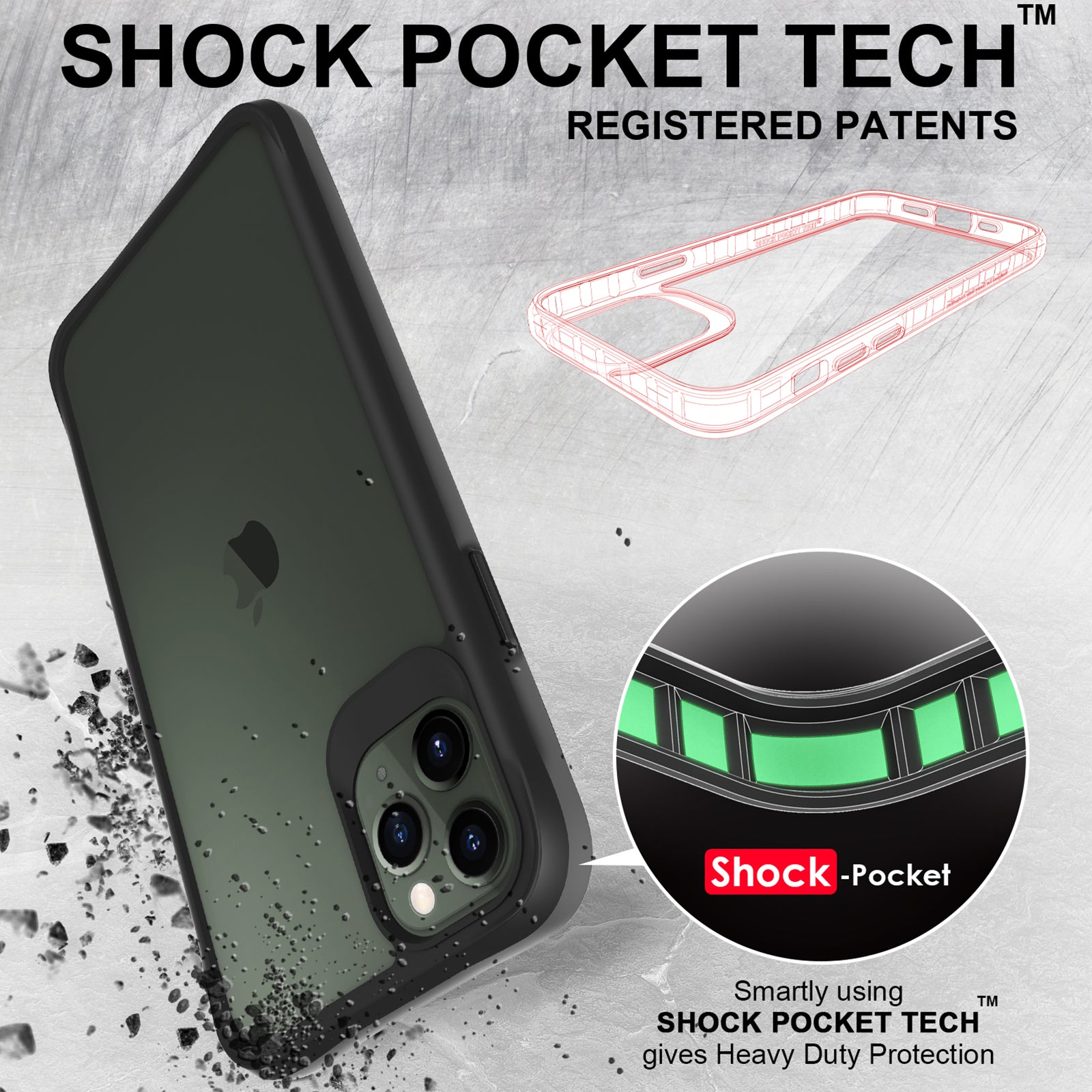 Combat X Mode Series for iPhone 11 Pro Max Back Case Drop-proof TPU+PC Four Corner Phone Cover - Black