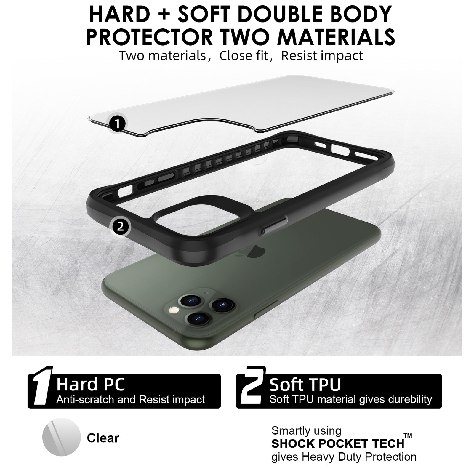 Combat X Mode Series for iPhone 11 Pro Max Back Case Drop-proof TPU+PC Four Corner Phone Cover - Black