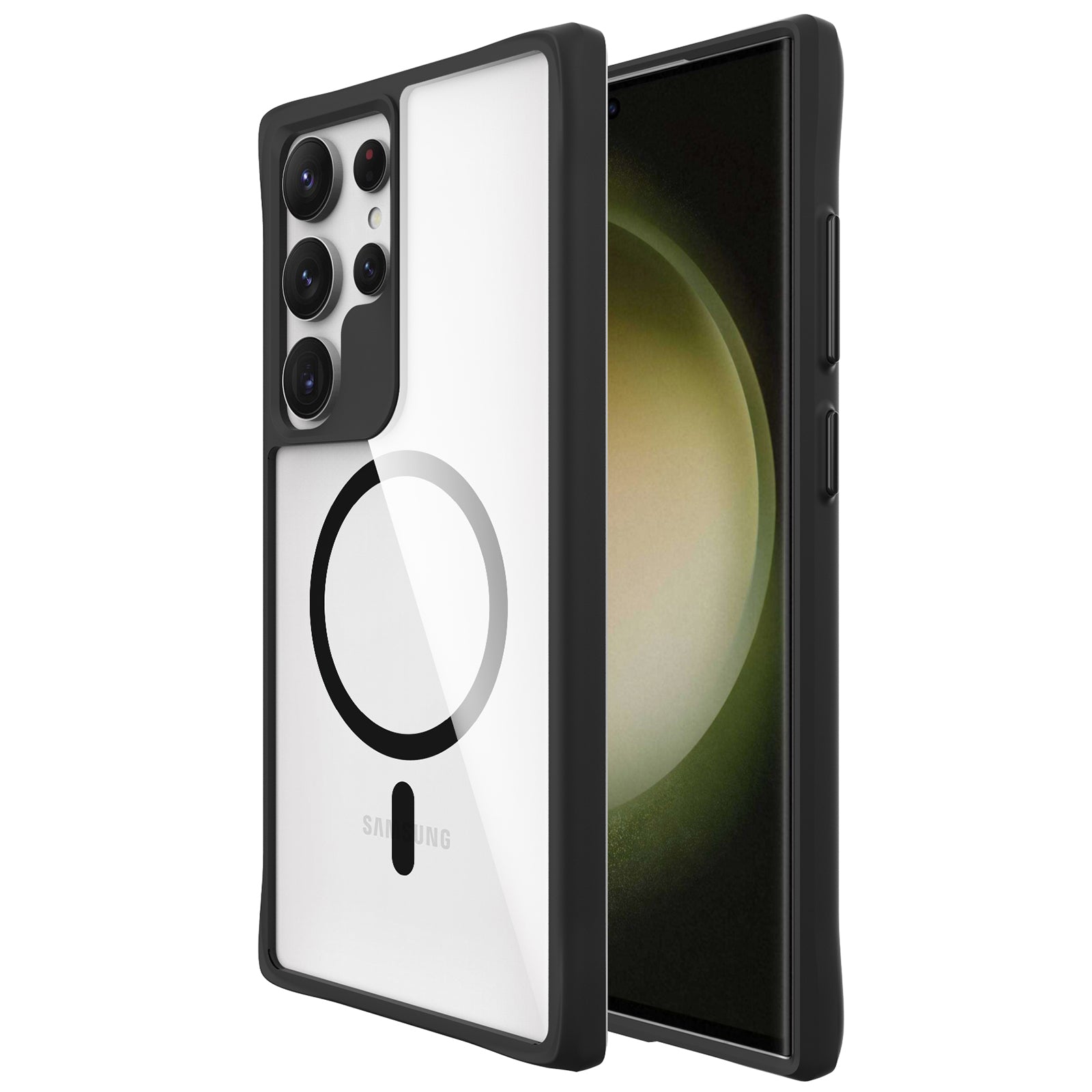 Combat X Mode Magnetic Series for Samsung Galaxy S24 Ultra Case Reinforced Corners Cover Compatible with Magsafe - Black