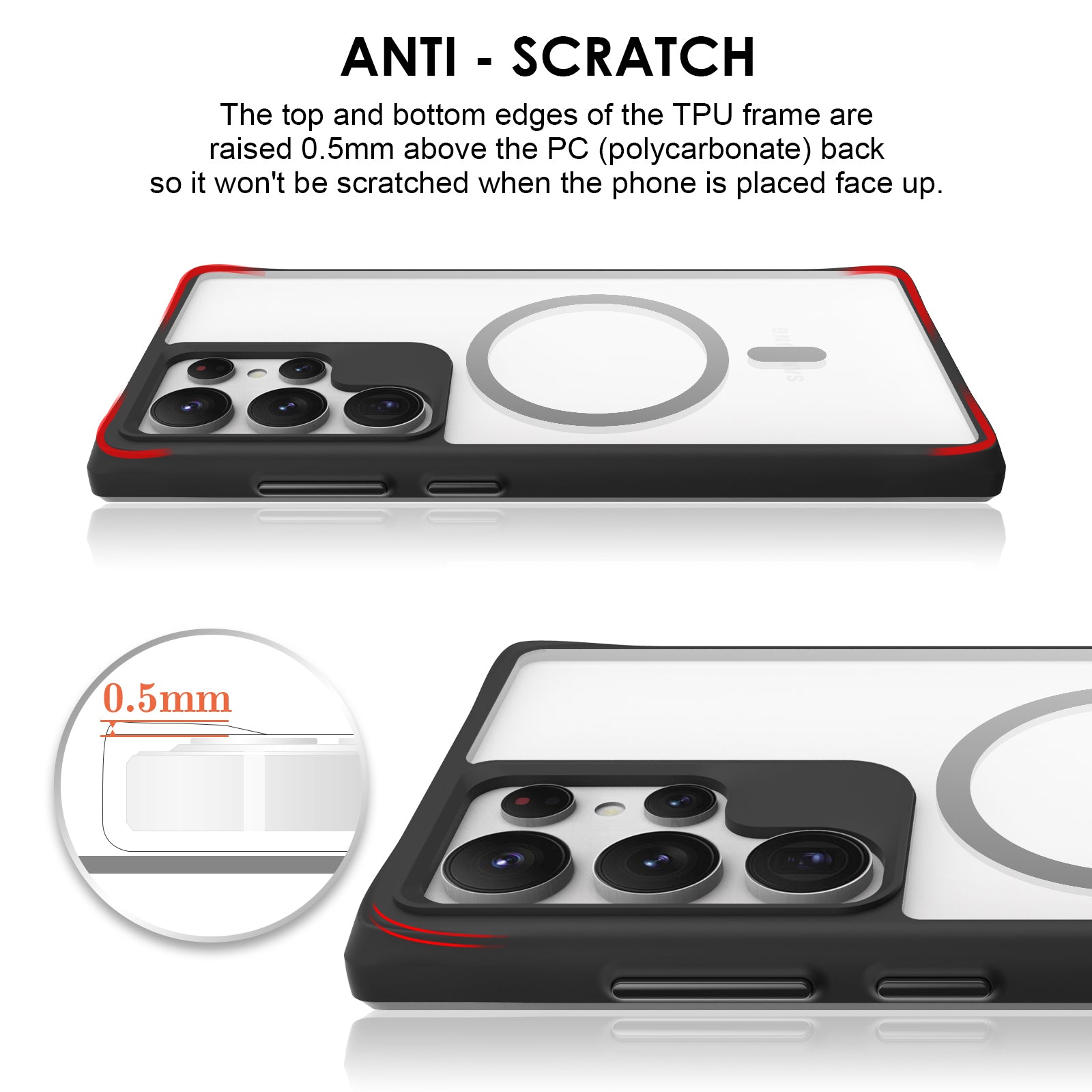 Combat X Mode Magnetic Series for Samsung Galaxy S24 Ultra Case Reinforced Corners Cover Compatible with Magsafe - Black