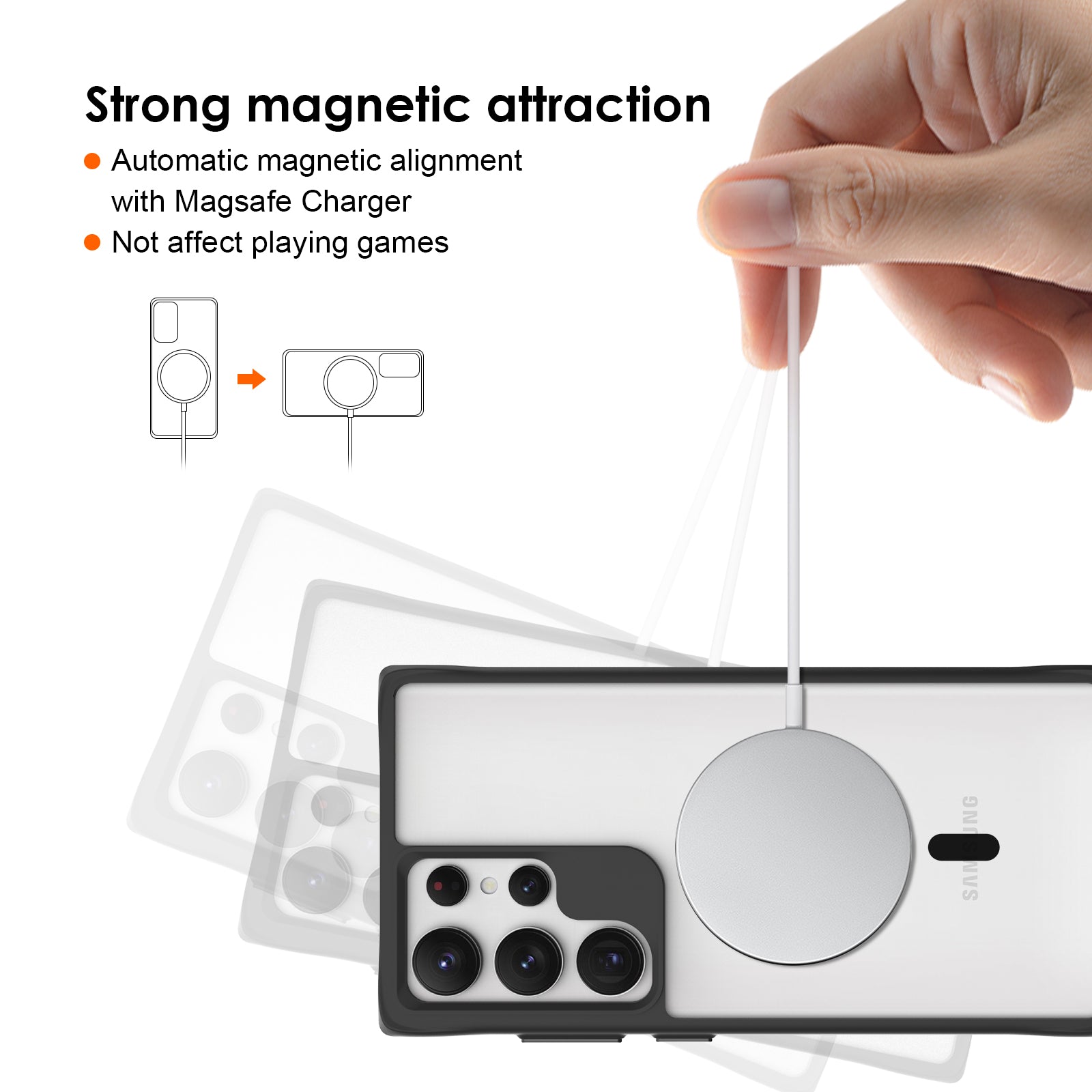 Combat X Mode Magnetic Series for Samsung Galaxy S24 Ultra Case Reinforced Corners Cover Compatible with Magsafe - Black