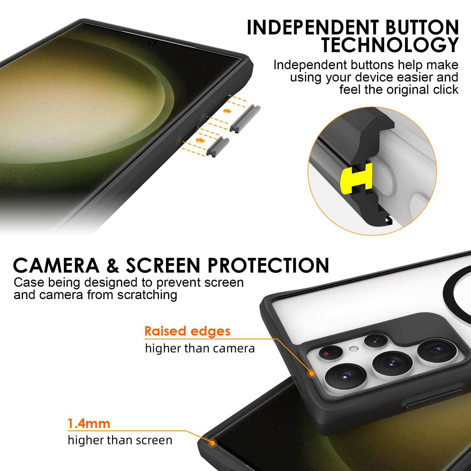 Combat X Mode Magnetic Series for Samsung Galaxy S24 Ultra Case Reinforced Corners Cover Compatible with Magsafe - Black