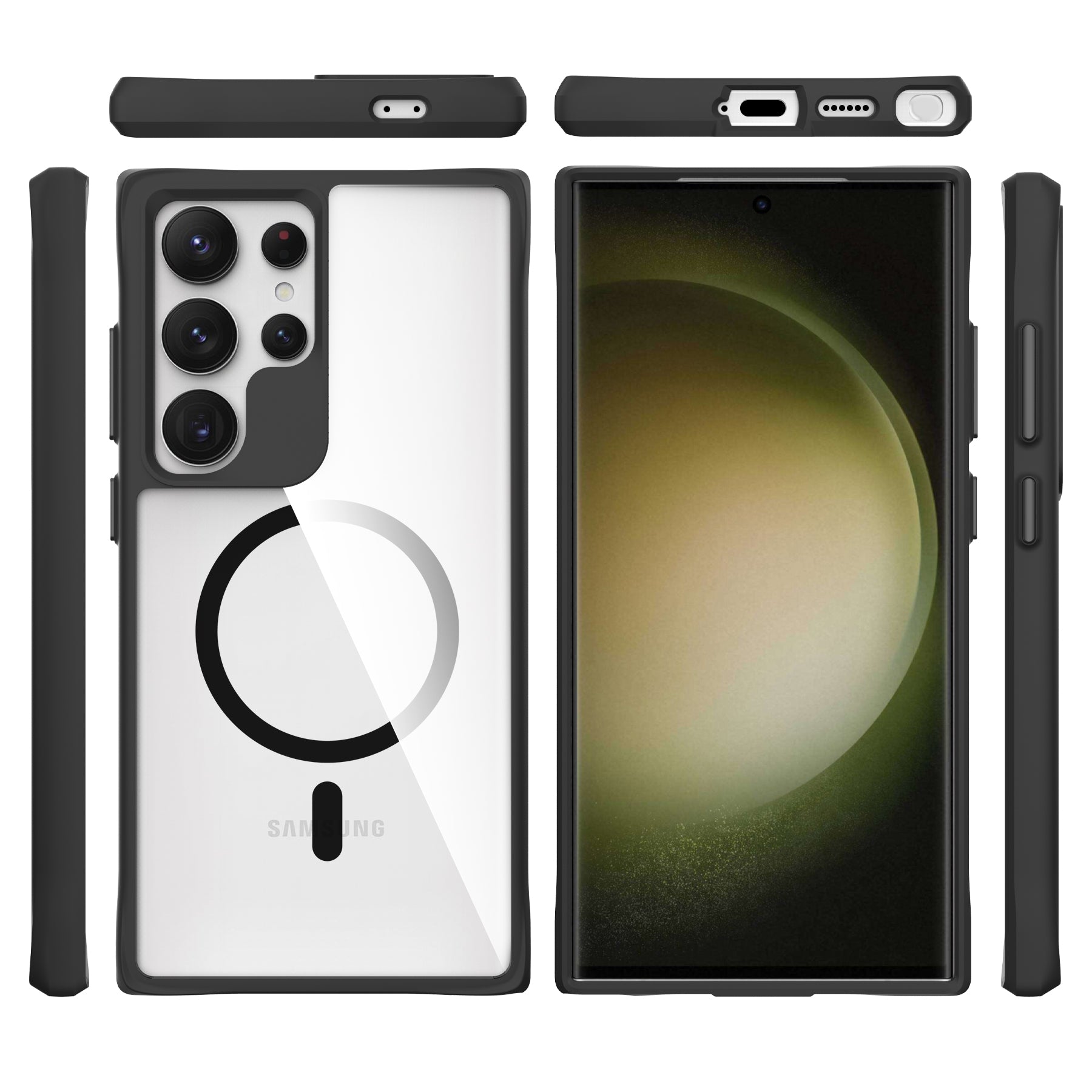 Combat X Mode Magnetic Series for Samsung Galaxy S24 Ultra Case Reinforced Corners Cover Compatible with Magsafe - Black