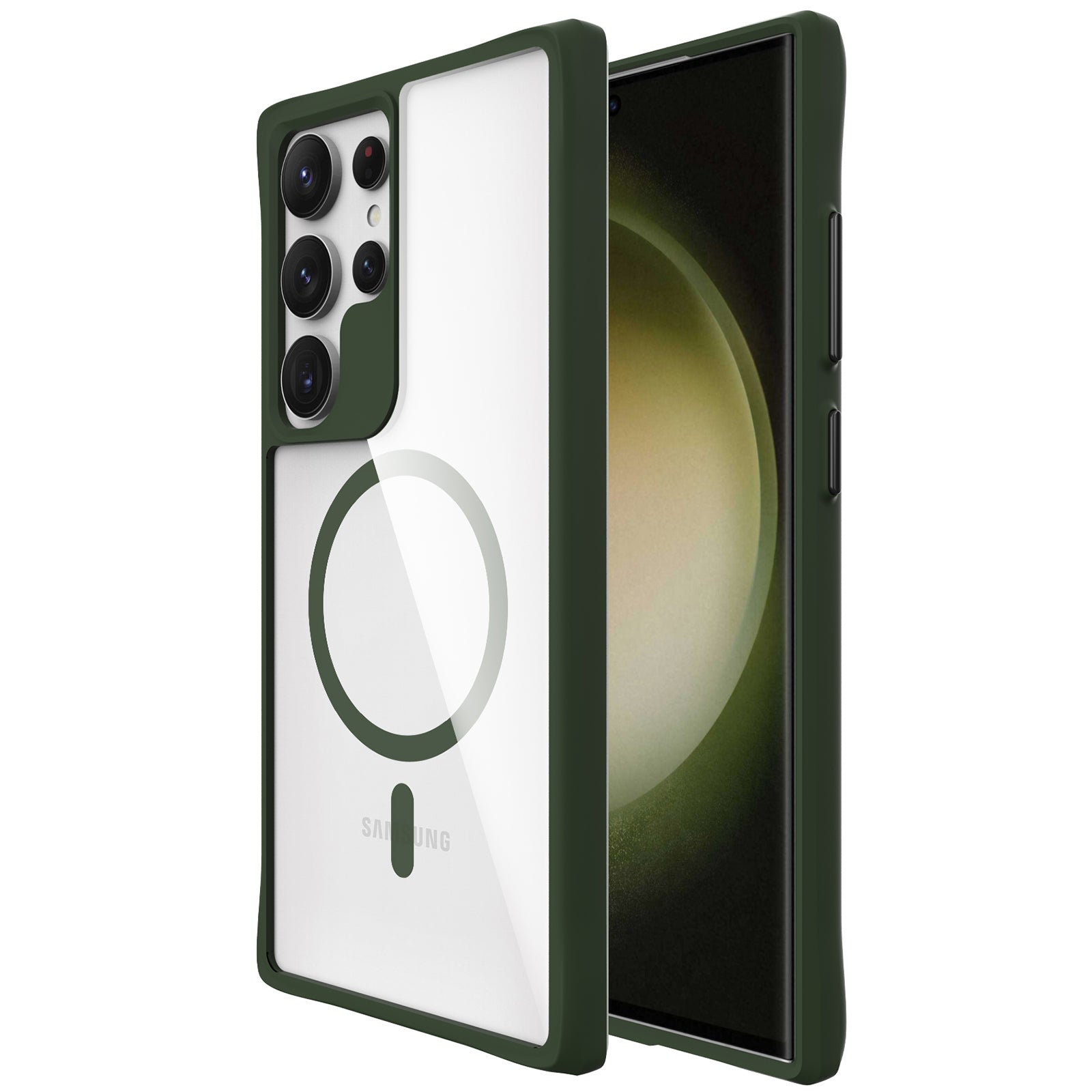 Combat X Mode Magnetic Series for Samsung Galaxy S24 Ultra Case Reinforced Corners Cover Compatible with Magsafe - Black