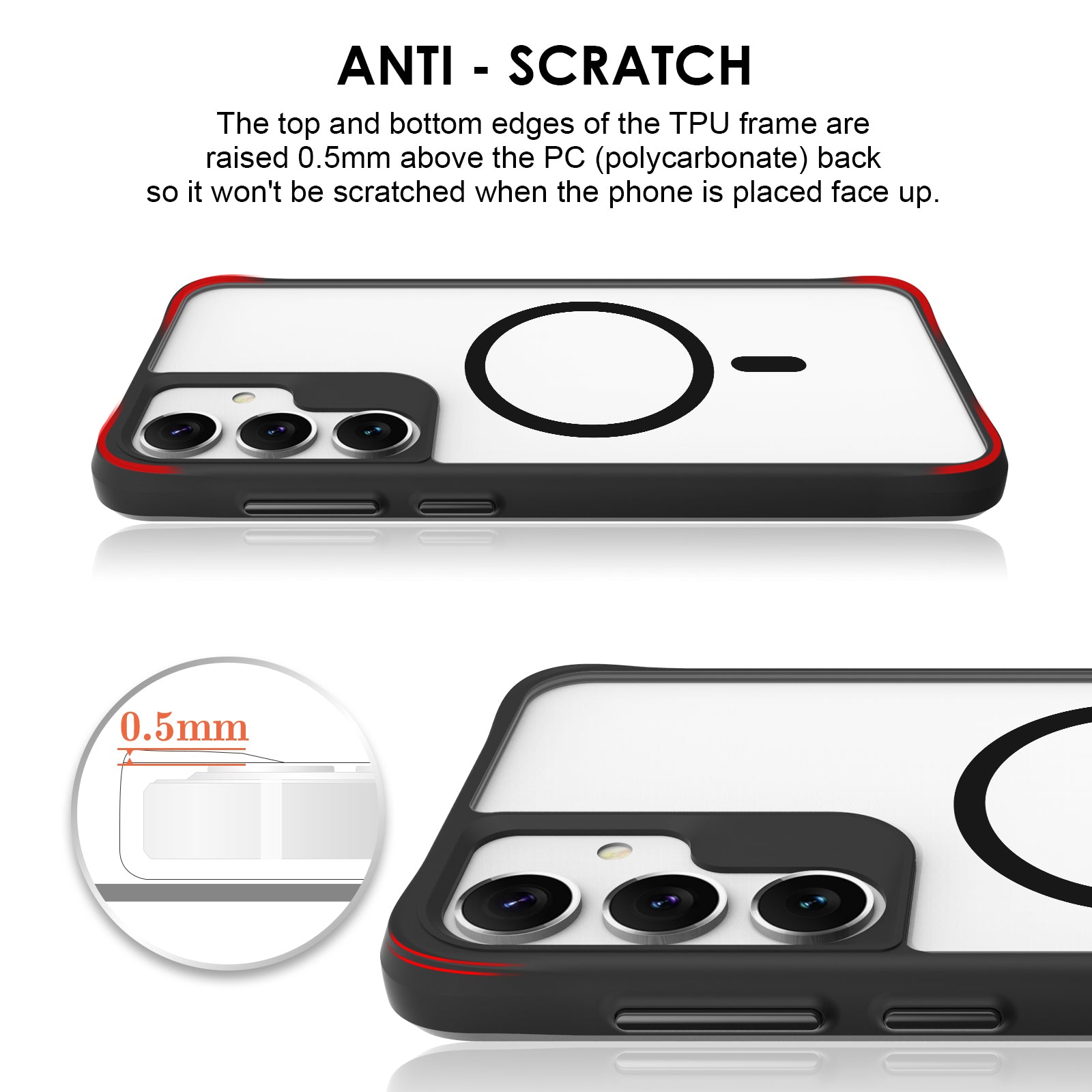 Combat X Mode Magnetic Series for Samsung Galaxy S24 Case Slim-Fit TPU+PC Shell Compatible with Magsafe - Black