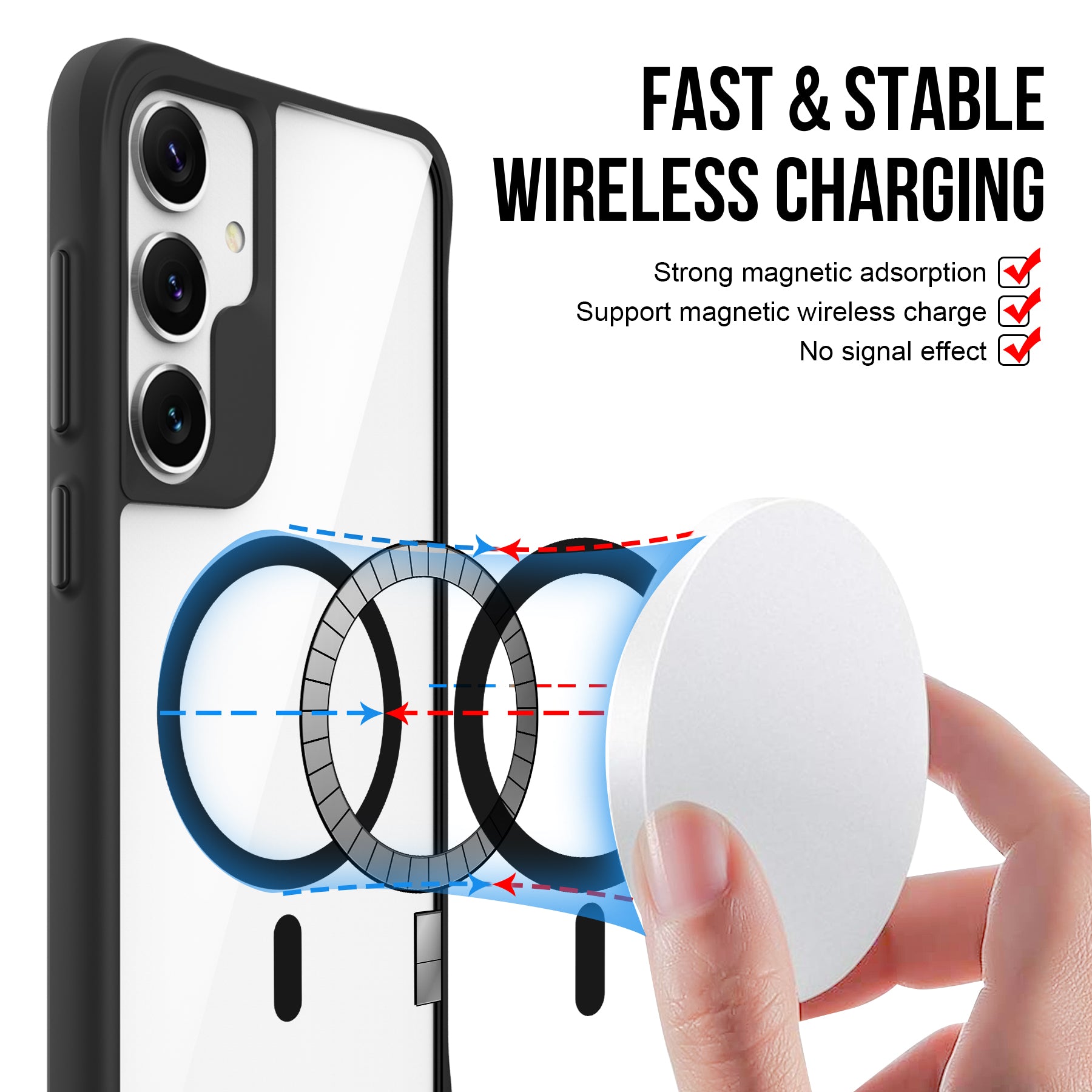 Combat X Mode Magnetic Series for Samsung Galaxy S24 Case Slim-Fit TPU+PC Shell Compatible with Magsafe - Black