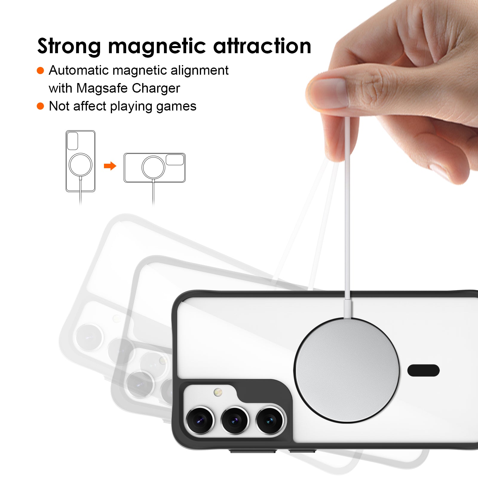 Combat X Mode Magnetic Series for Samsung Galaxy S24 Case Slim-Fit TPU+PC Shell Compatible with Magsafe - Black