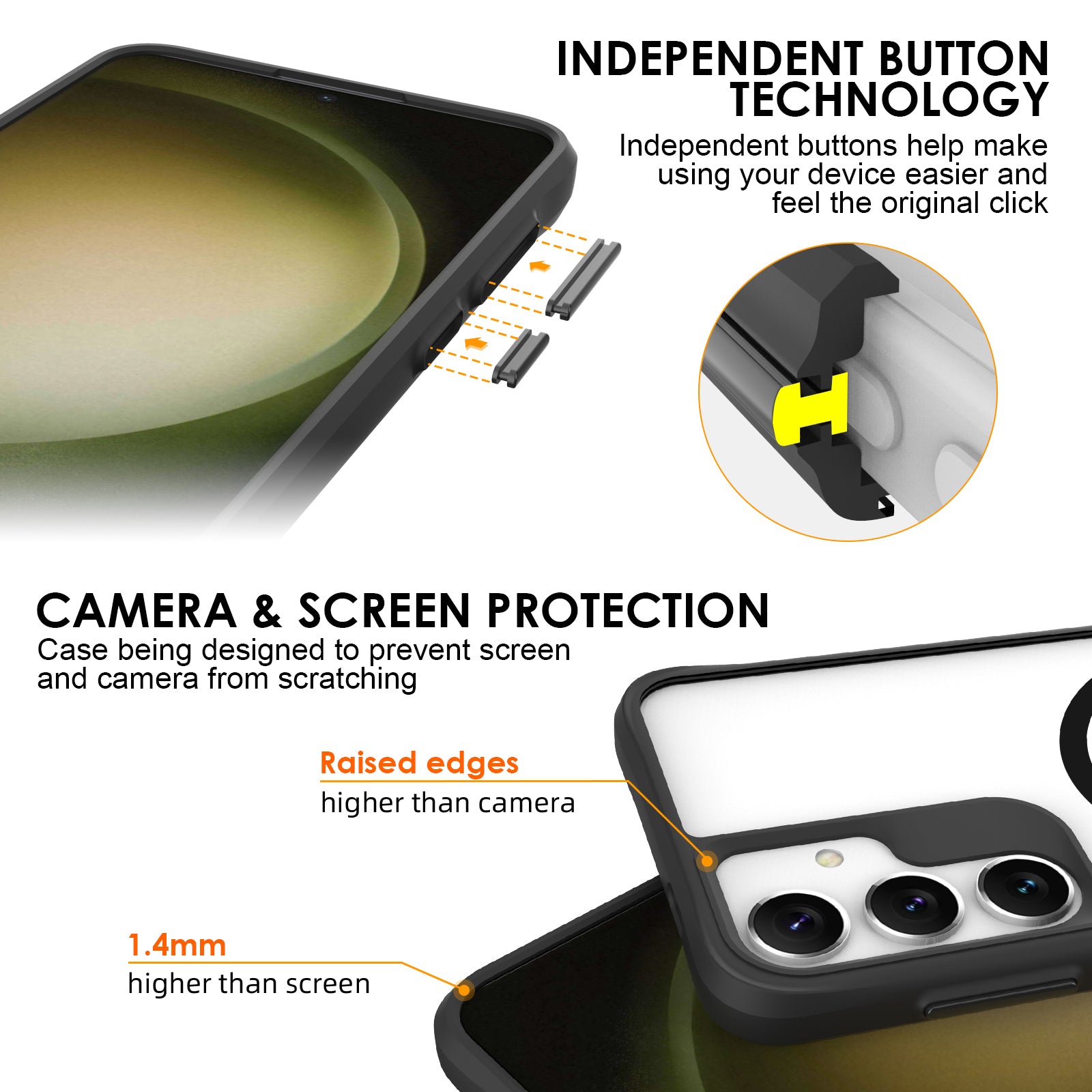 Combat X Mode Magnetic Series for Samsung Galaxy S24 Case Slim-Fit TPU+PC Shell Compatible with Magsafe - Black