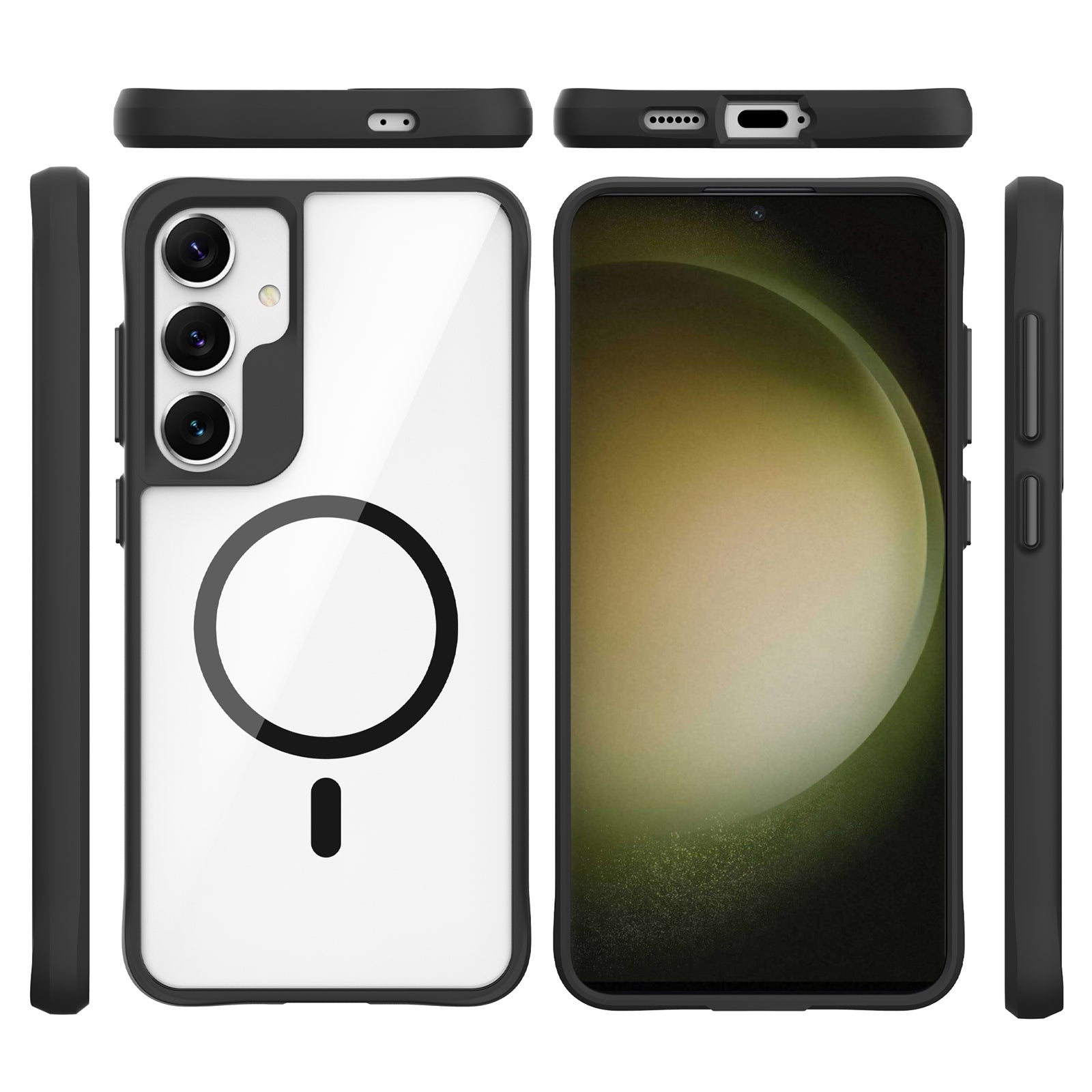 Combat X Mode Magnetic Series for Samsung Galaxy S24 Case Slim-Fit TPU+PC Shell Compatible with Magsafe - Black