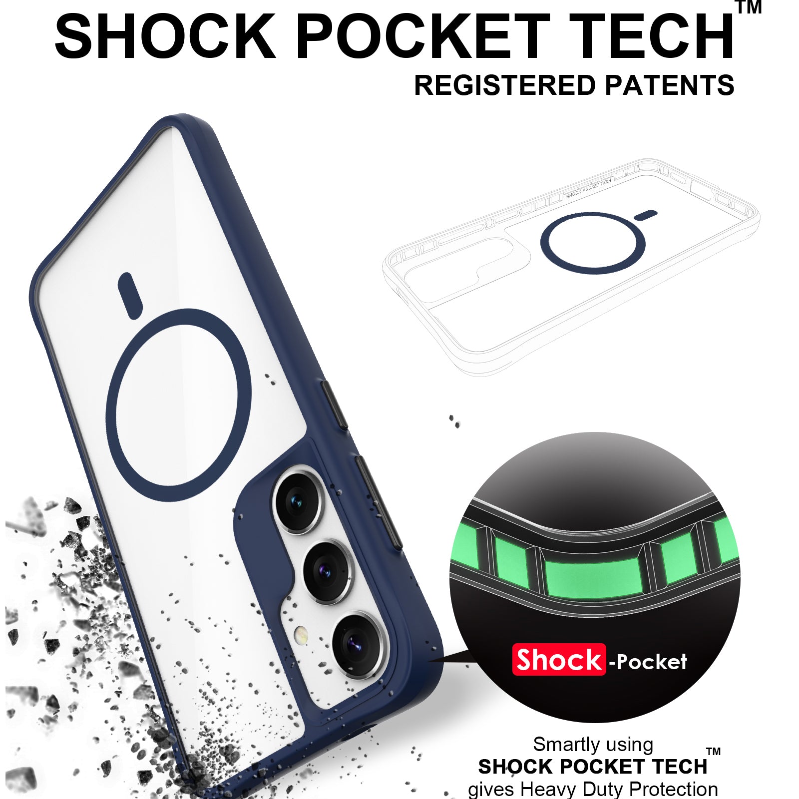 Combat X Mode Magnetic Series for Samsung Galaxy S24+ Case Compatible with Magsafe TPU+PC Protective Protector - Blue