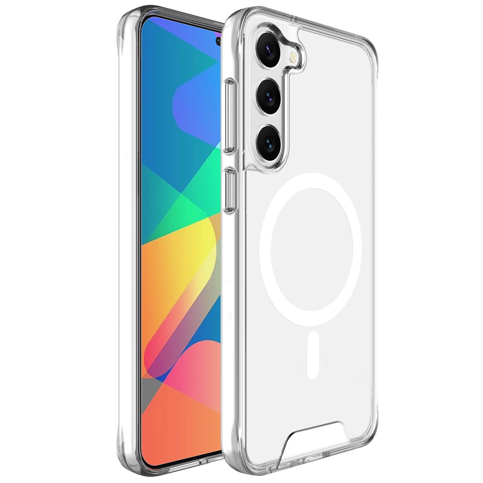 For Samsung Galaxy S22+ 5G Cell Phone Case Military Grade TPU+PC Cover Compatible with MagSafe - Transparent