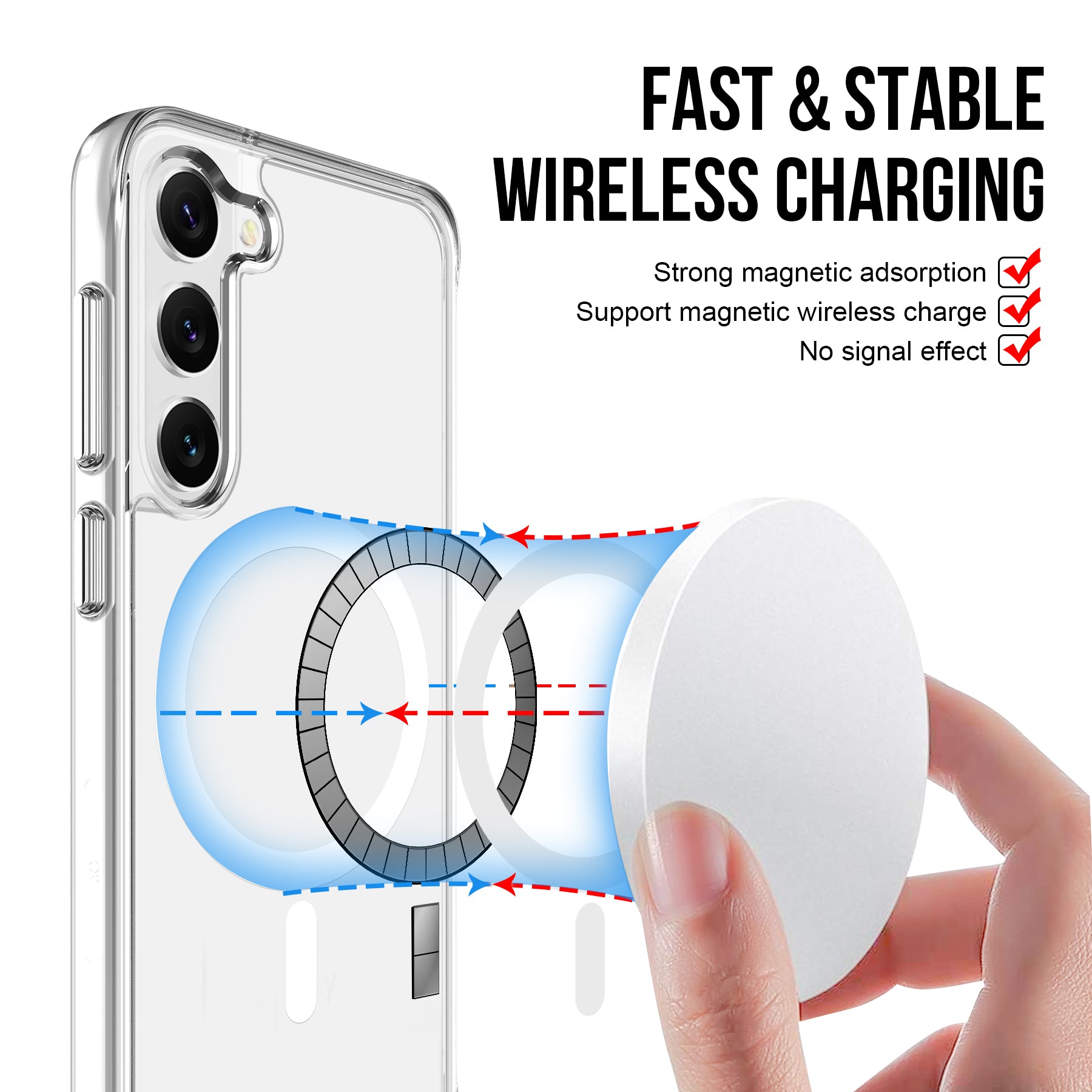 For Samsung Galaxy S22 5G TPU+PC Case Compatible with MagSafe Military Grade Clear Phone Shell