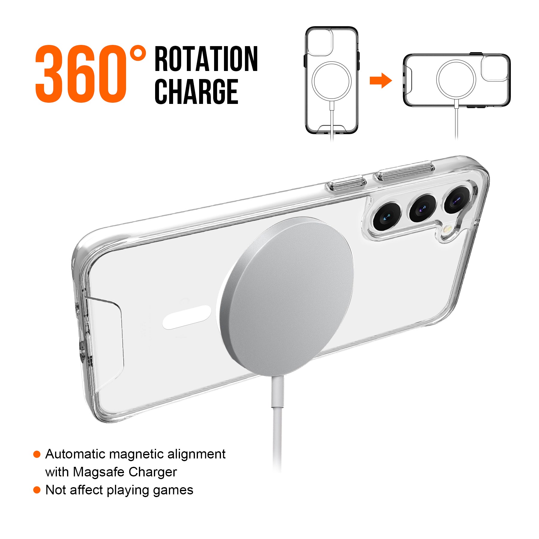 For Samsung Galaxy S22 5G TPU+PC Case Compatible with MagSafe Military Grade Clear Phone Shell