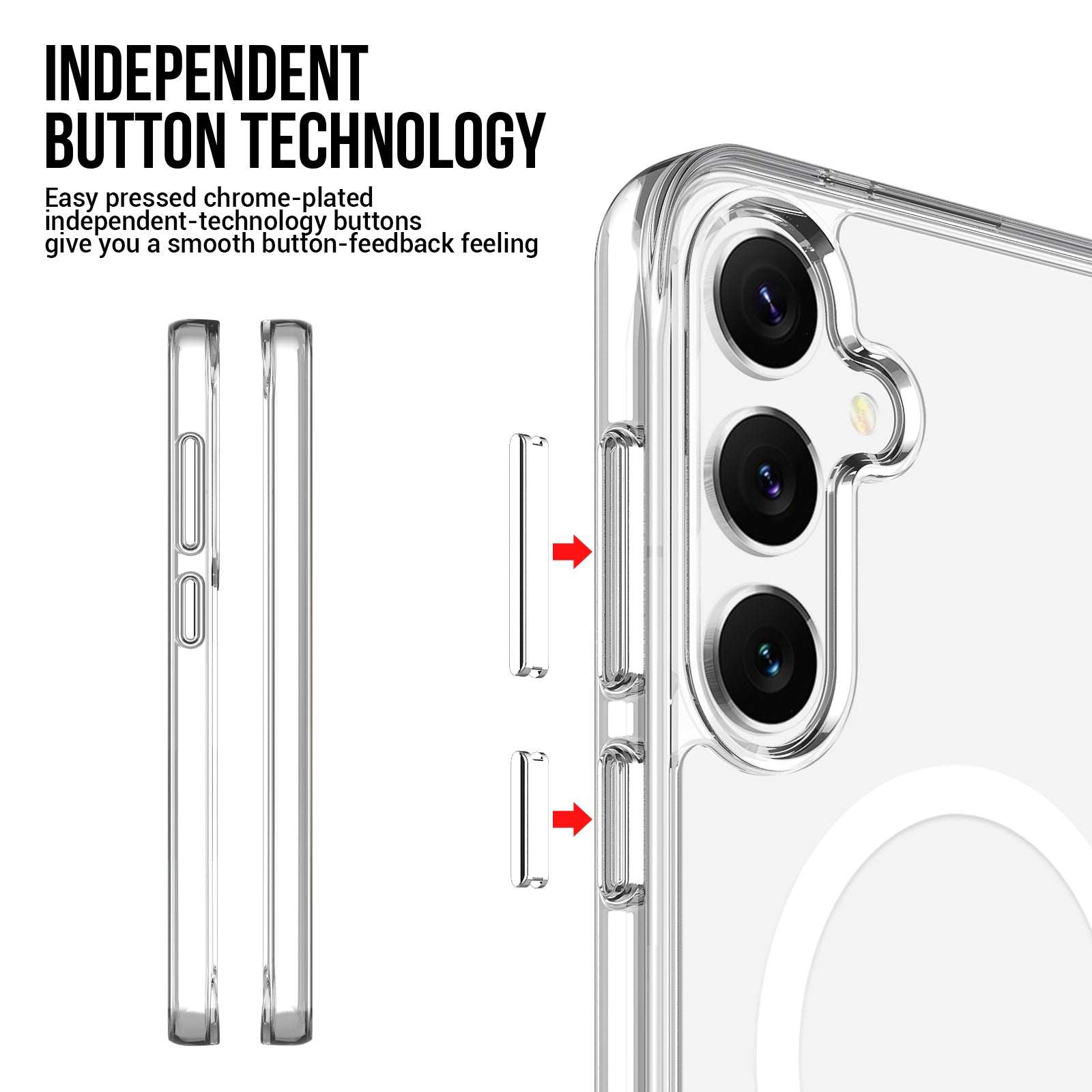 For Samsung Galaxy S24 Case Compatible with MagSafe Anti-yellowing TPU+PC Clear Phone Cover