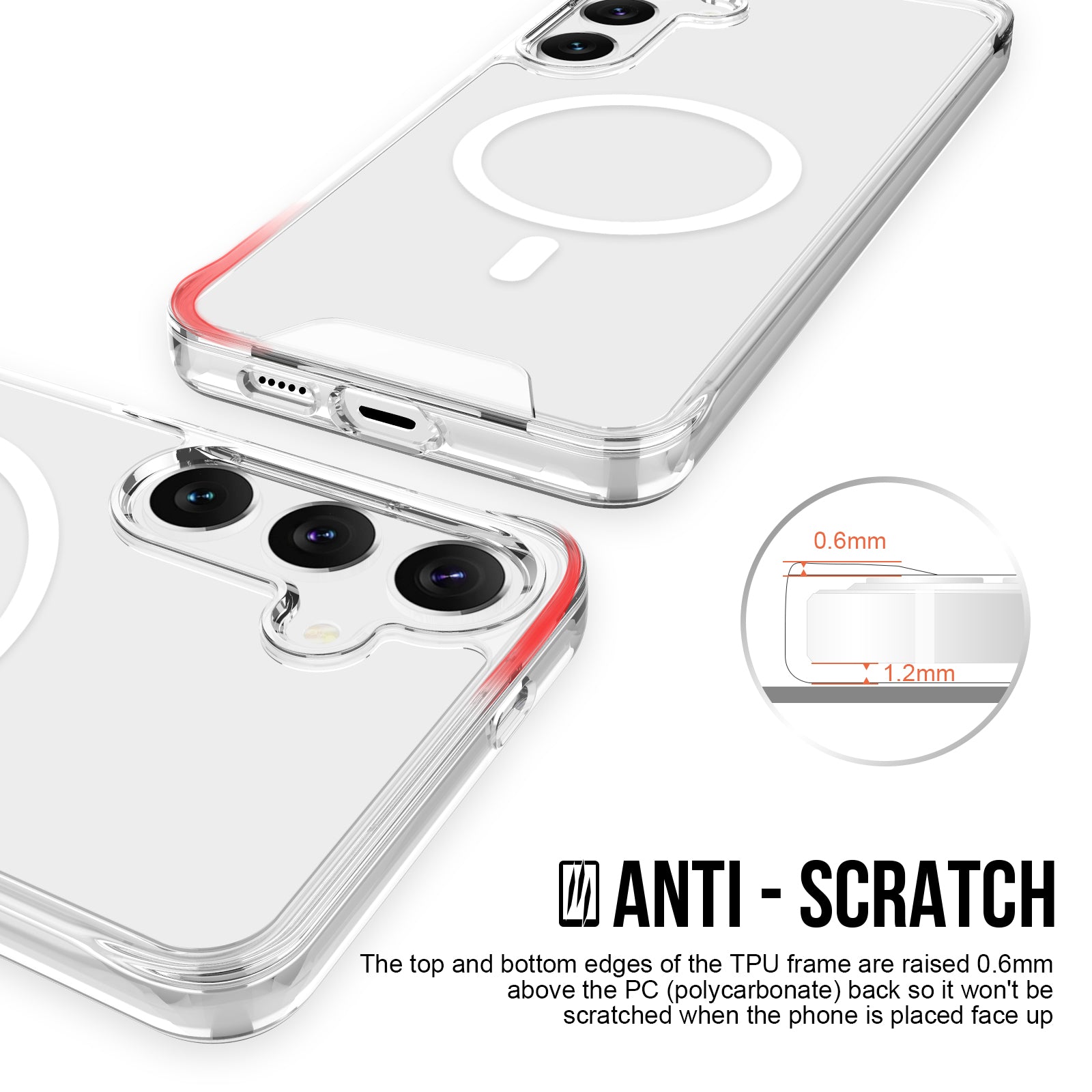 For Samsung Galaxy S24 Case Compatible with MagSafe Anti-yellowing TPU+PC Clear Phone Cover