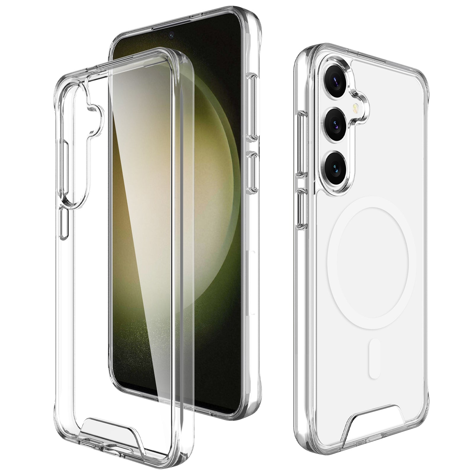 For Samsung Galaxy S24 Case Compatible with MagSafe Anti-yellowing TPU+PC Clear Phone Cover