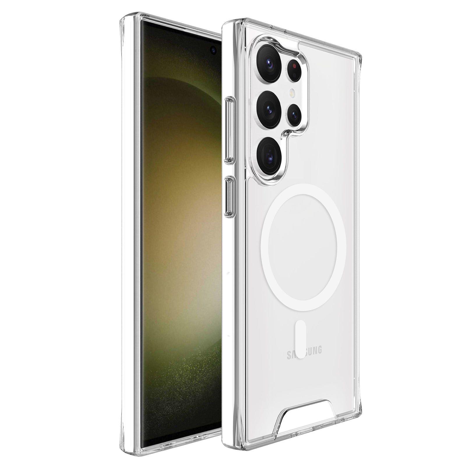 For Samsung Galaxy S24 Ultra Case Anti-fall TPU+PC Clear Protective Cover Compatible with MagSafe