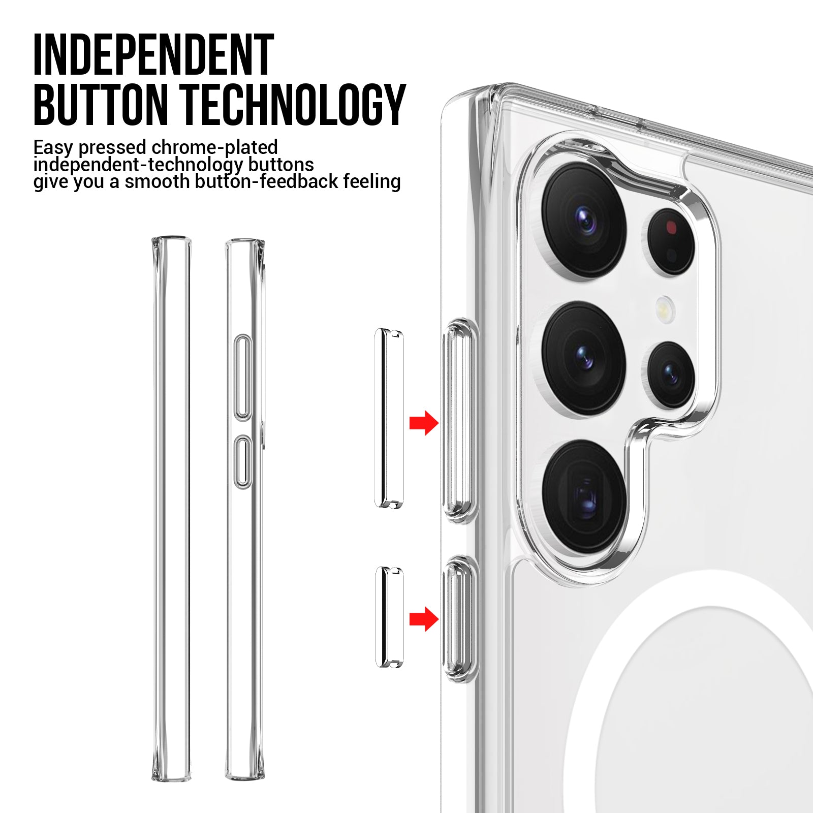 For Samsung Galaxy S24 Ultra Case Anti-fall TPU+PC Clear Protective Cover Compatible with MagSafe