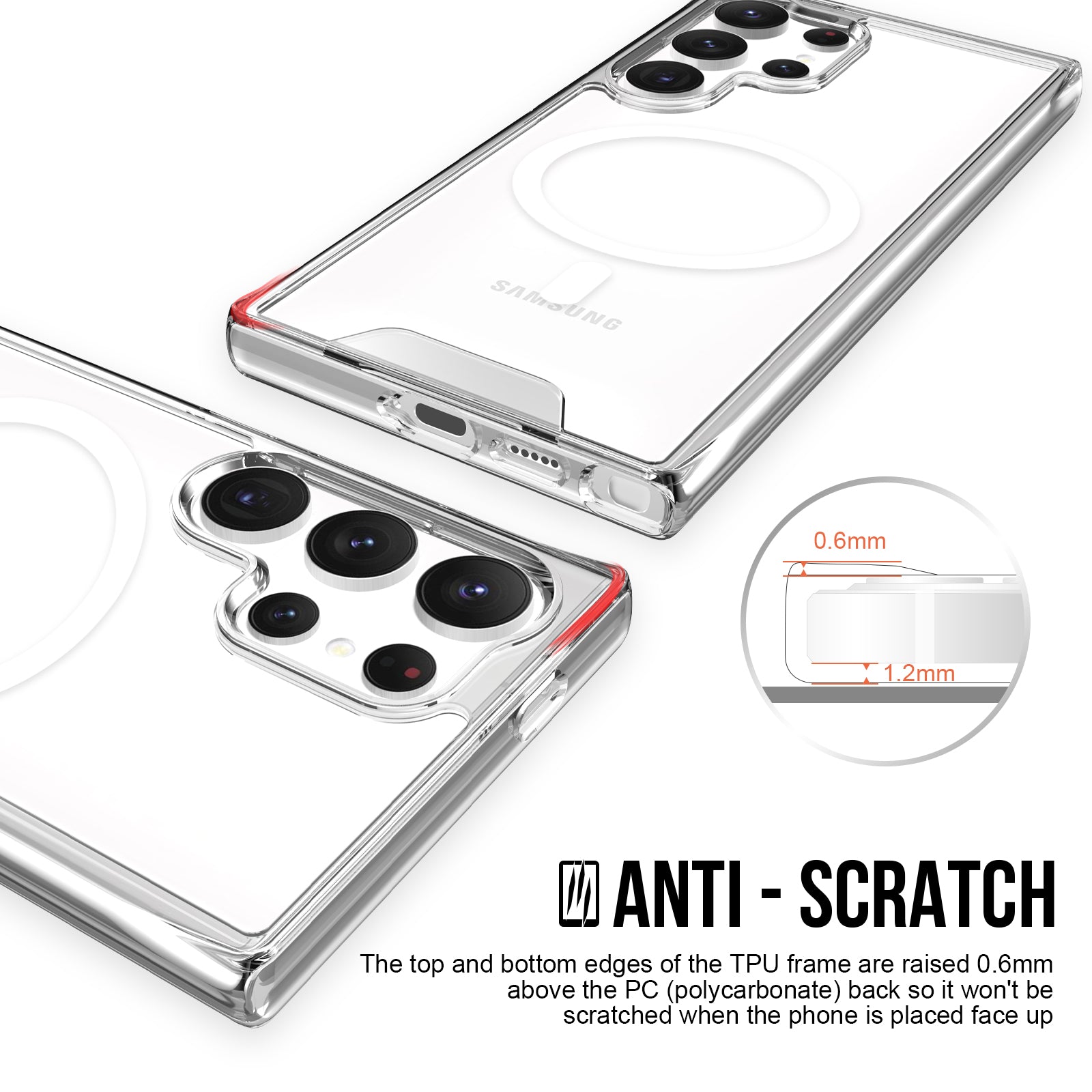 For Samsung Galaxy S24 Ultra Case Anti-fall TPU+PC Clear Protective Cover Compatible with MagSafe