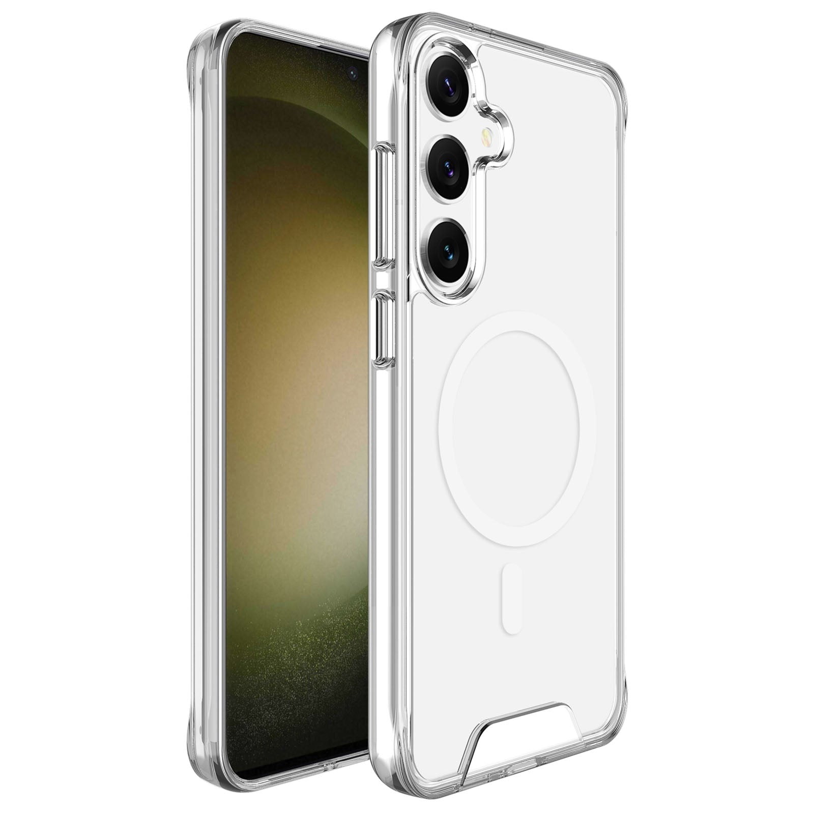 For Samsung Galaxy S24+ Case Magnetic Military Grade TPU+PC Phone Protector - Transparent