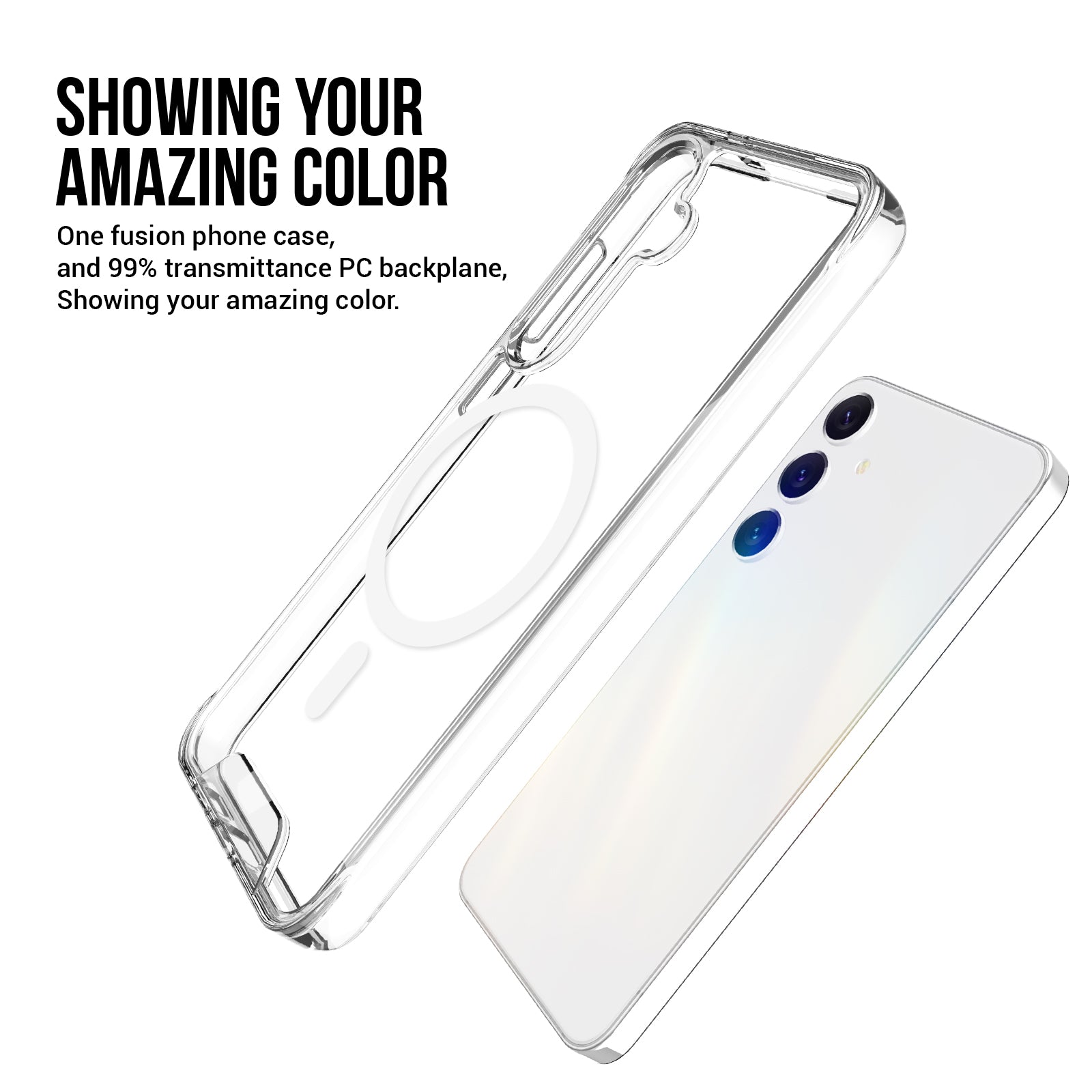 For Samsung Galaxy S24+ Case Magnetic Military Grade TPU+PC Phone Protector - Transparent
