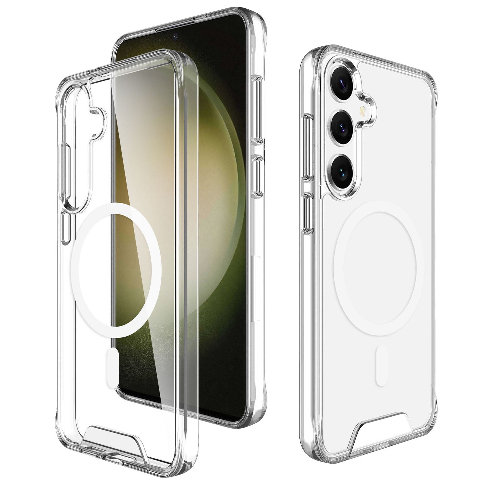 For Samsung Galaxy S24+ Case Magnetic Military Grade TPU+PC Phone Protector - Transparent