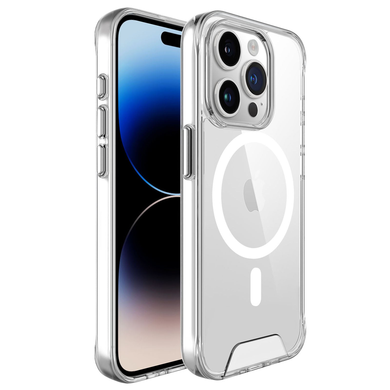 For iPhone 15 Pro Magnetic Case Anti-yellowing TPU+PC Clear Back Shell Compatible with MagSafe