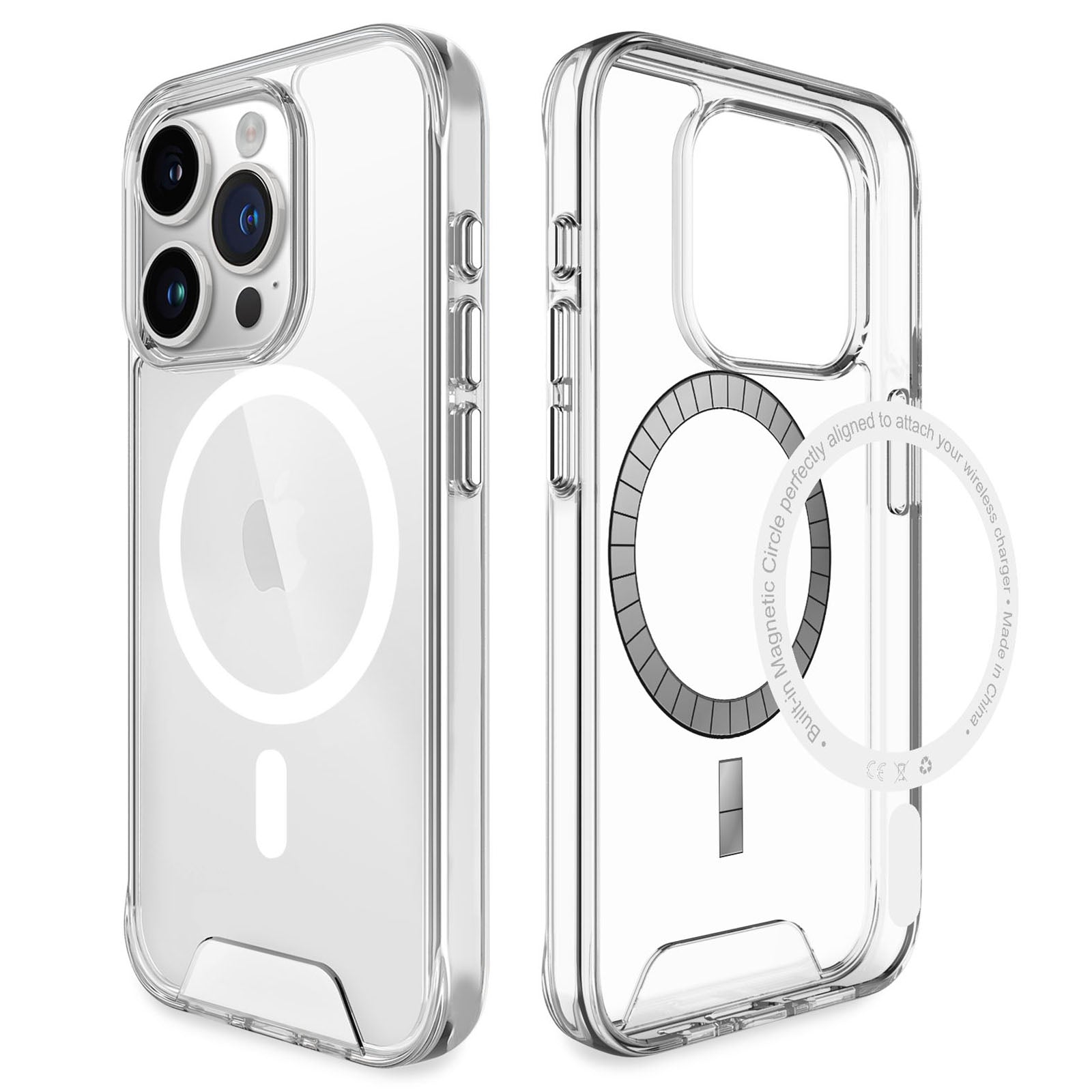 For iPhone 15 Pro Magnetic Case Anti-yellowing TPU+PC Clear Back Shell Compatible with MagSafe