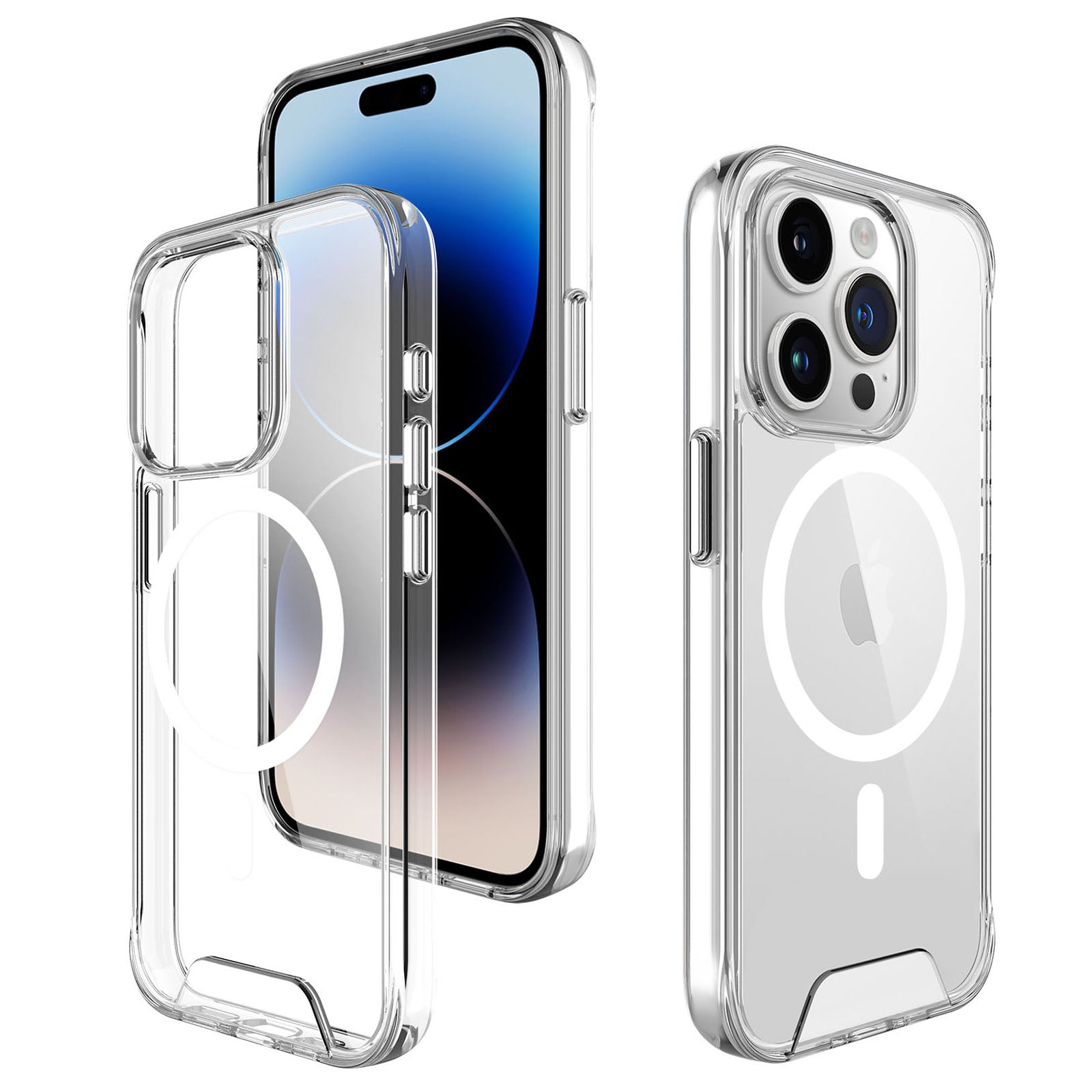 For iPhone 15 Pro Magnetic Case Anti-yellowing TPU+PC Clear Back Shell Compatible with MagSafe