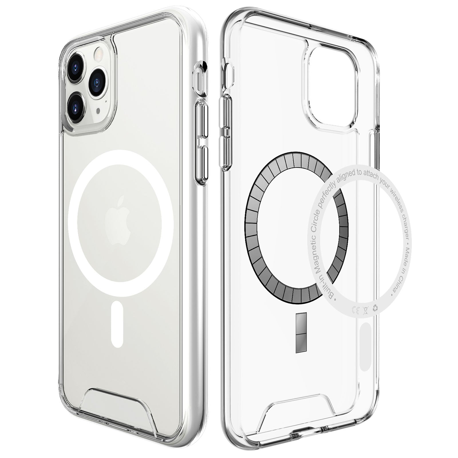 For iPhone 11 Pro Max Magnetic Case TPU+PC Clear Slim-Fit Back Cover Compatible with MagSafe