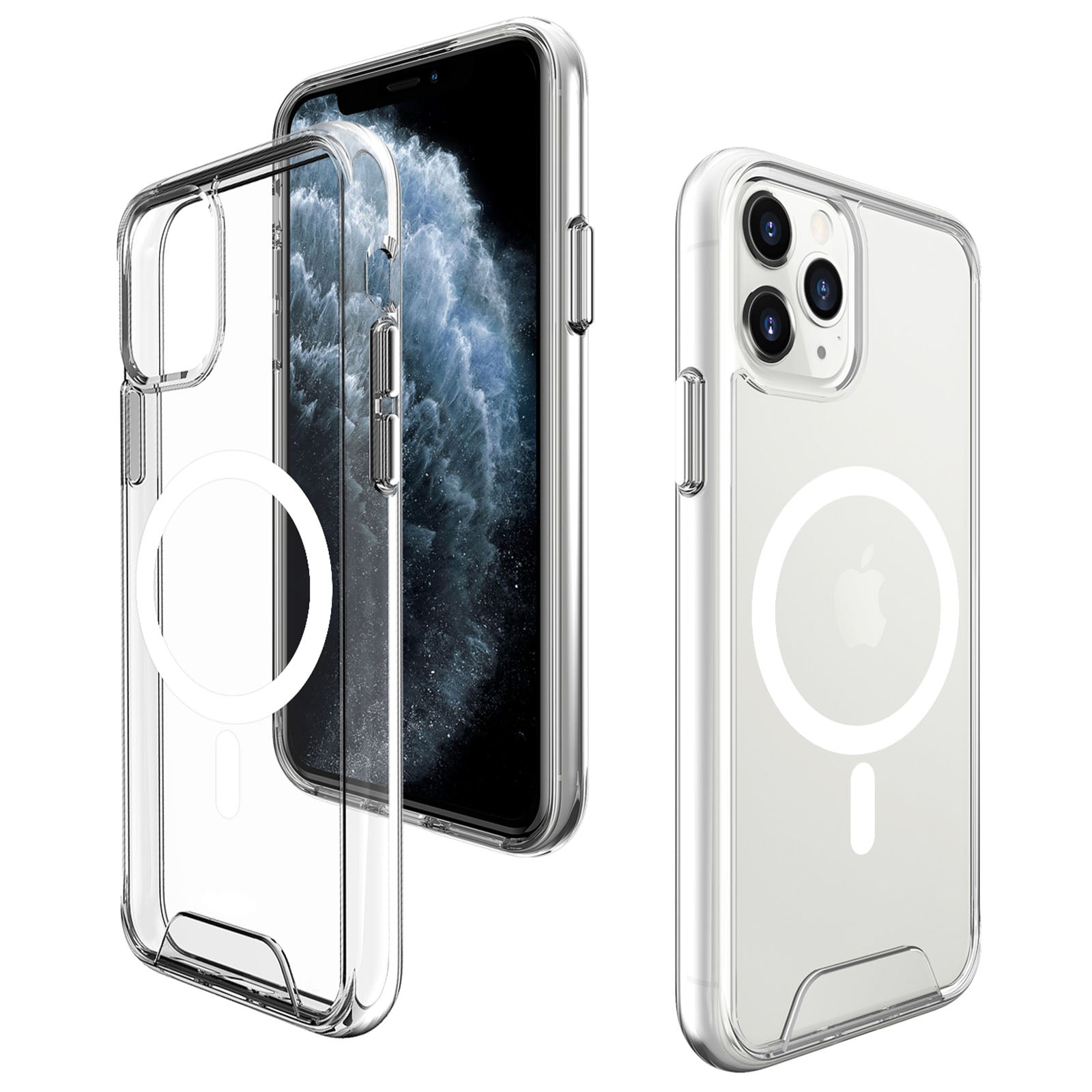 For iPhone 11 Pro Max Magnetic Case TPU+PC Clear Slim-Fit Back Cover Compatible with MagSafe
