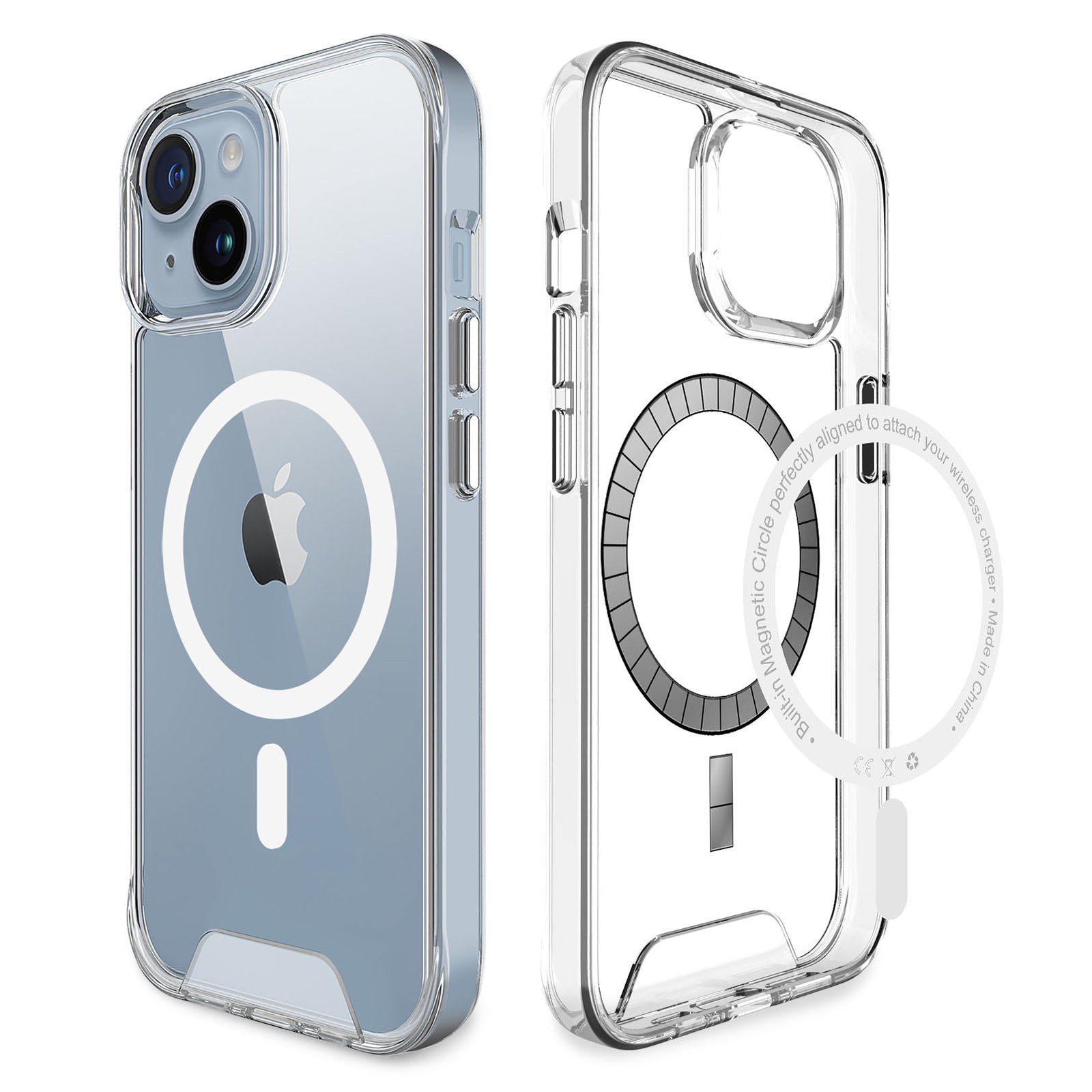 For iPhone 15 Case TPU+PC Clear Military Grade Protective Cover Compatible with MagSafe