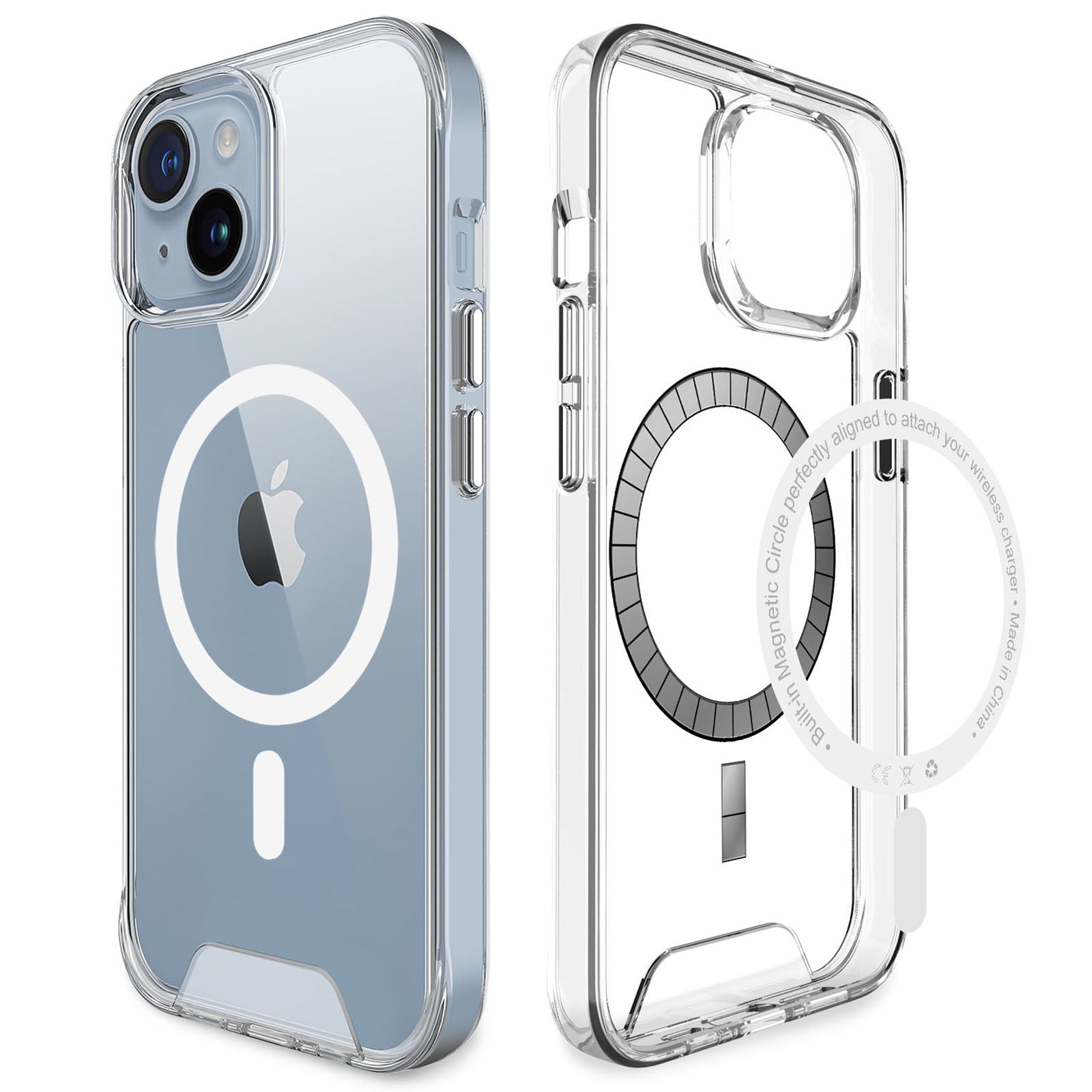TPU+PC Case for iPhone 15 Plus Shell Clear Shock Absorbing Phone Cover Compatible with MagSafe