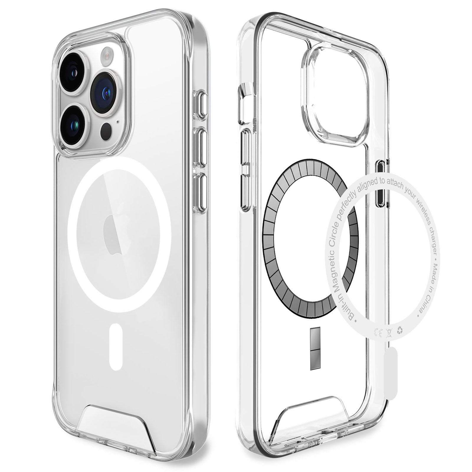 For iPhone 15 Pro Max Phone Cover Crystal-Clear Military Grade TPU+PC Case Compatible with MagSafe