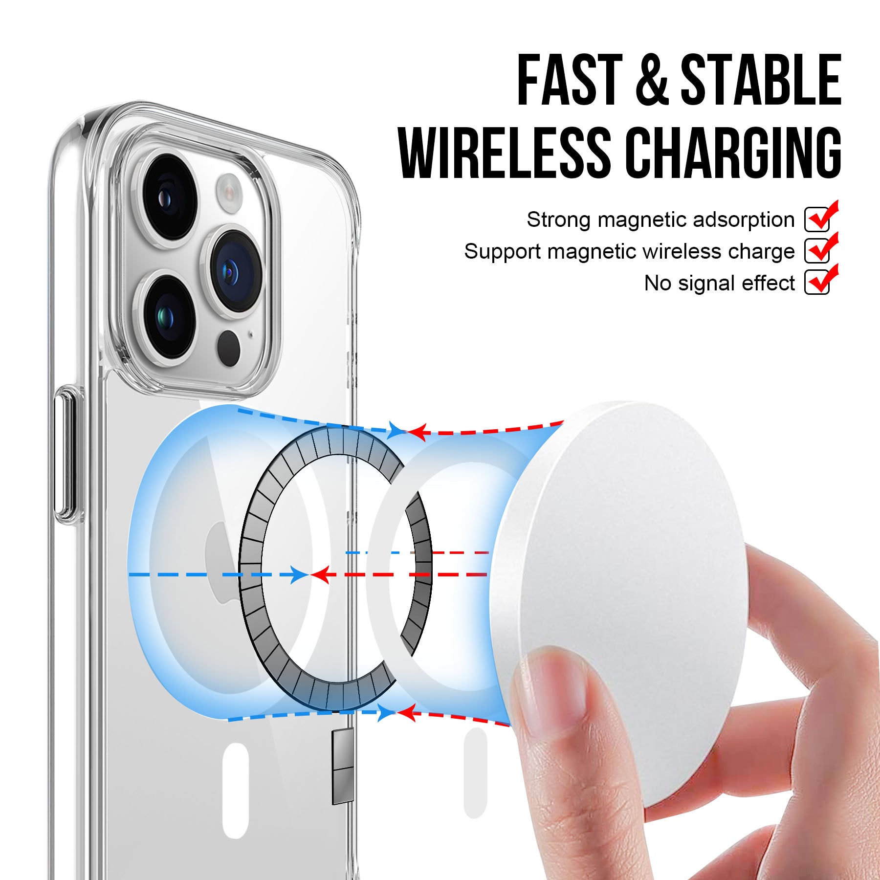 For iPhone 15 Pro Max Phone Cover Crystal-Clear Military Grade TPU+PC Case Compatible with MagSafe