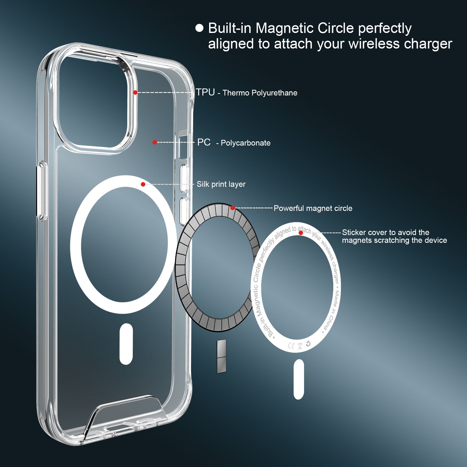 For iPhone 15 Pro Max Phone Cover Crystal-Clear Military Grade TPU+PC Case Compatible with MagSafe