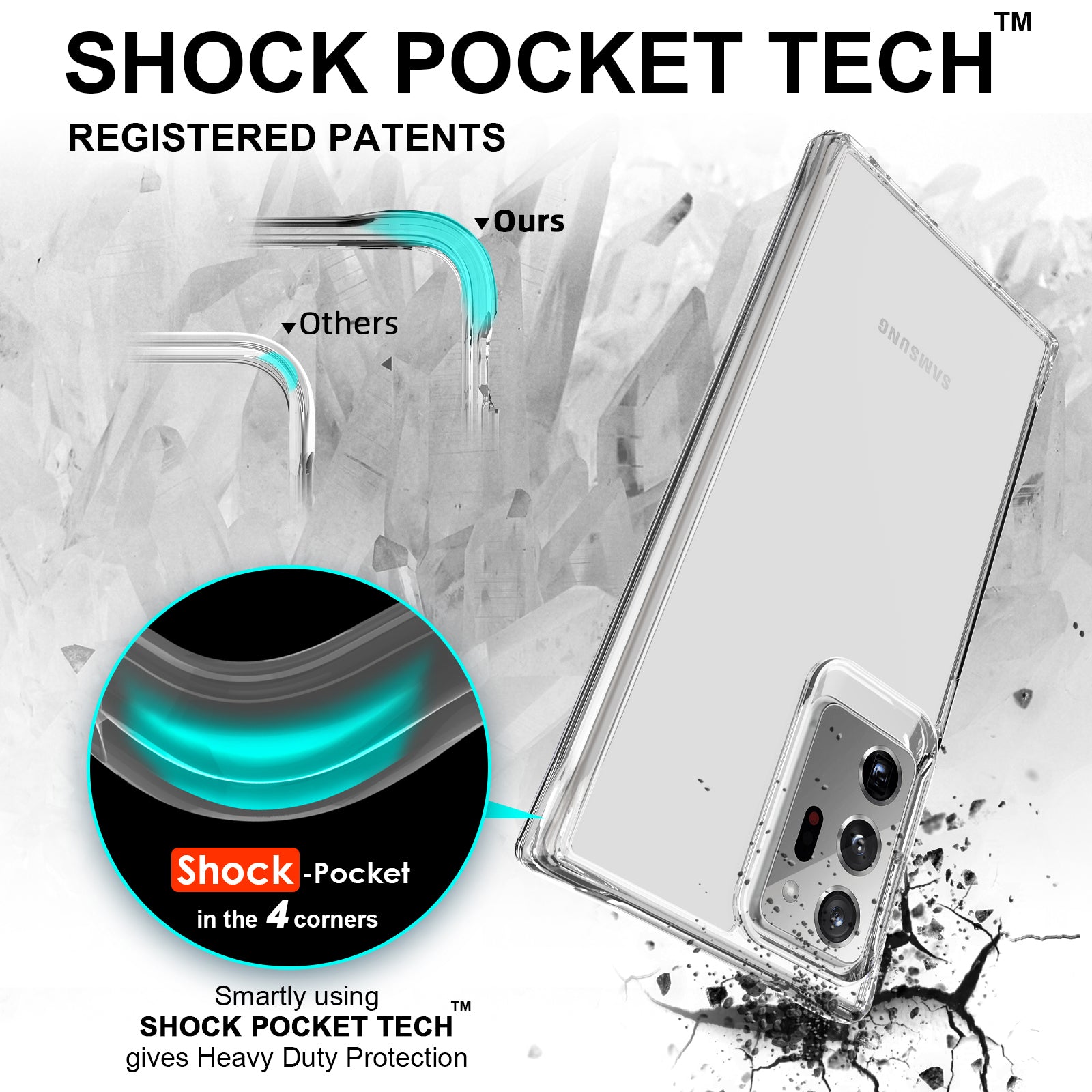 For Samsung Galaxy Note20 Ultra / Note20 Ultra 5G Case Drop Protection PC + TPU Cell Phone Cover