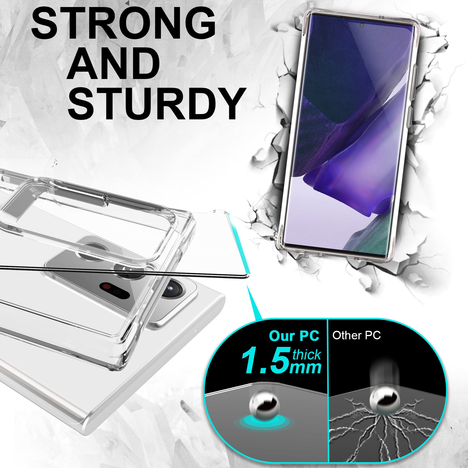 For Samsung Galaxy Note20 Ultra / Note20 Ultra 5G Case Drop Protection PC + TPU Cell Phone Cover